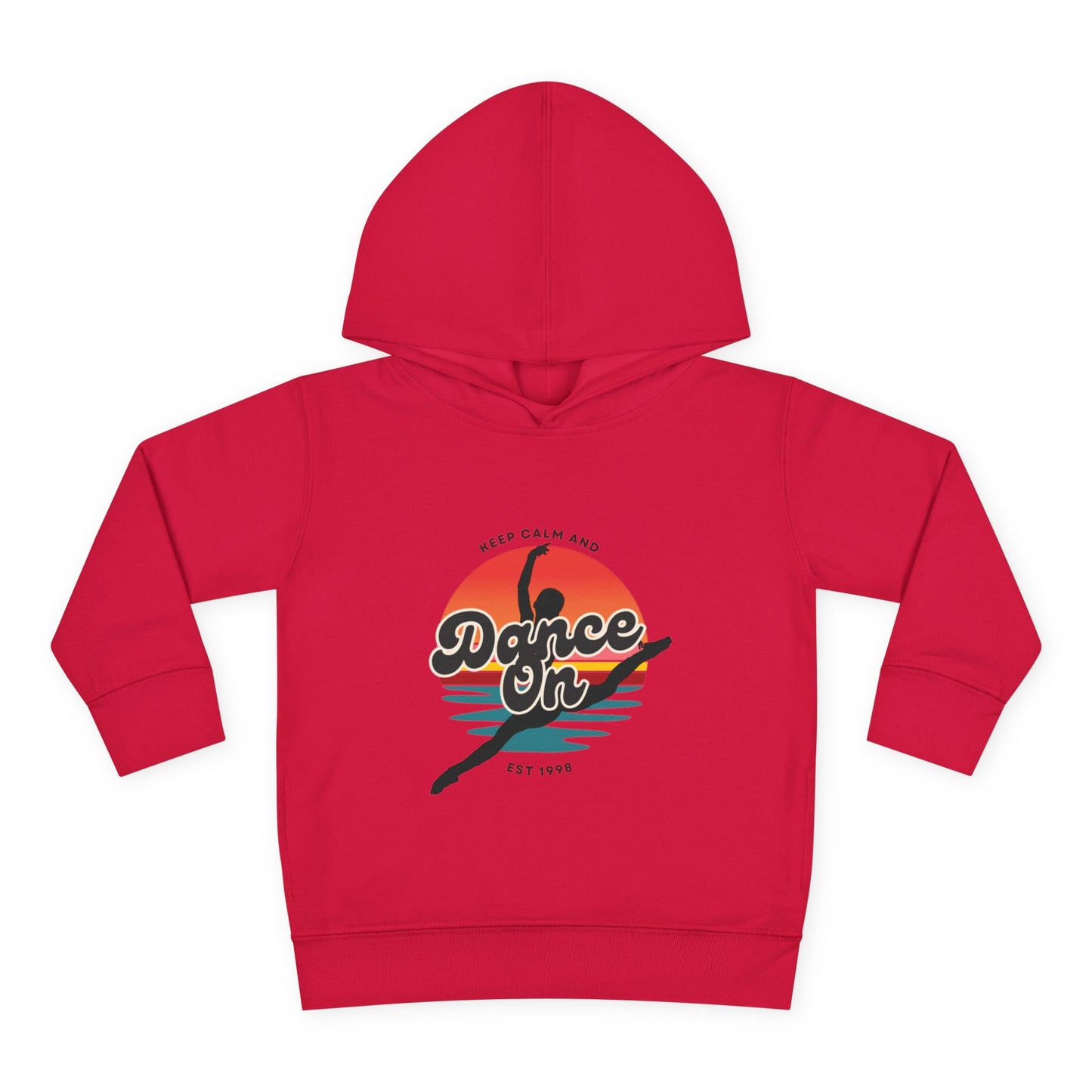 “Keep Calm and Dance On” Toddler Fleece Hoodie – Retro Dancer Graphic Sweatshirt for Little Movers