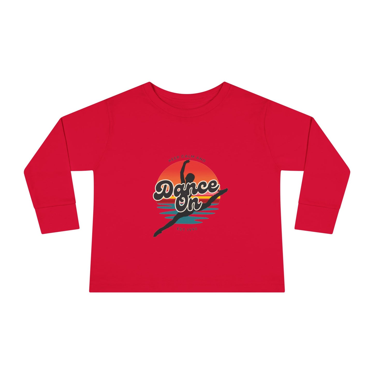 "Keep Calm and Dance On" Toddler Dance T-Shirt – Retro Graphic Long Sleeve Tee for Kids