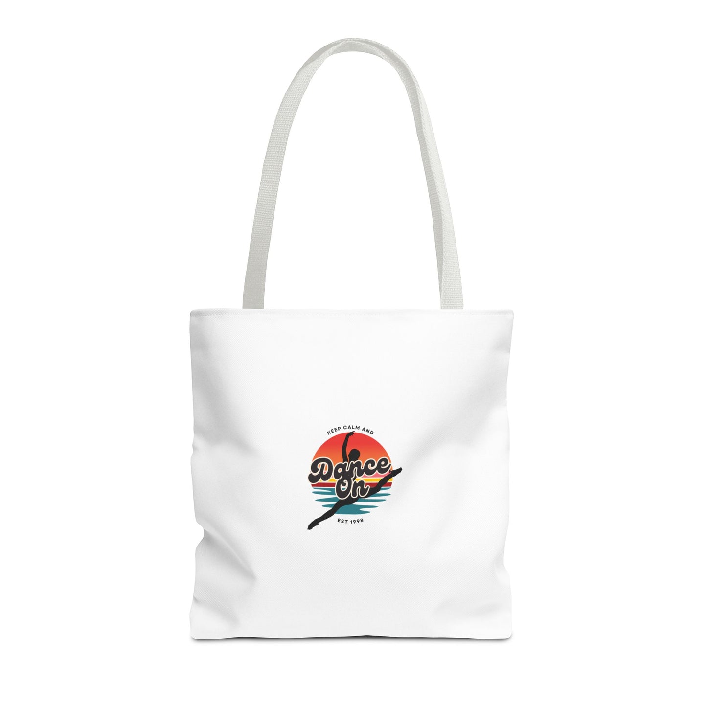 "Keep Calm and Dance On" Canvas Tote Bag – Retro Dance Graphic, Durable Shopping & Everyday Dance Bag