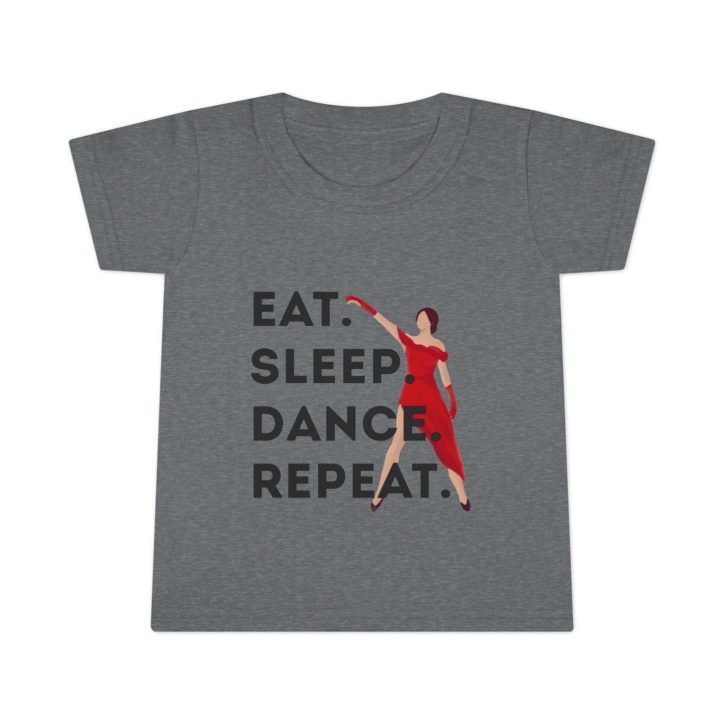 "Eat Sleep Dance Repeat" Toddler T-Shirt – Bold Dancer Graphic Tee for Kids – Short Sleeve Dance Shirt for Toddlers