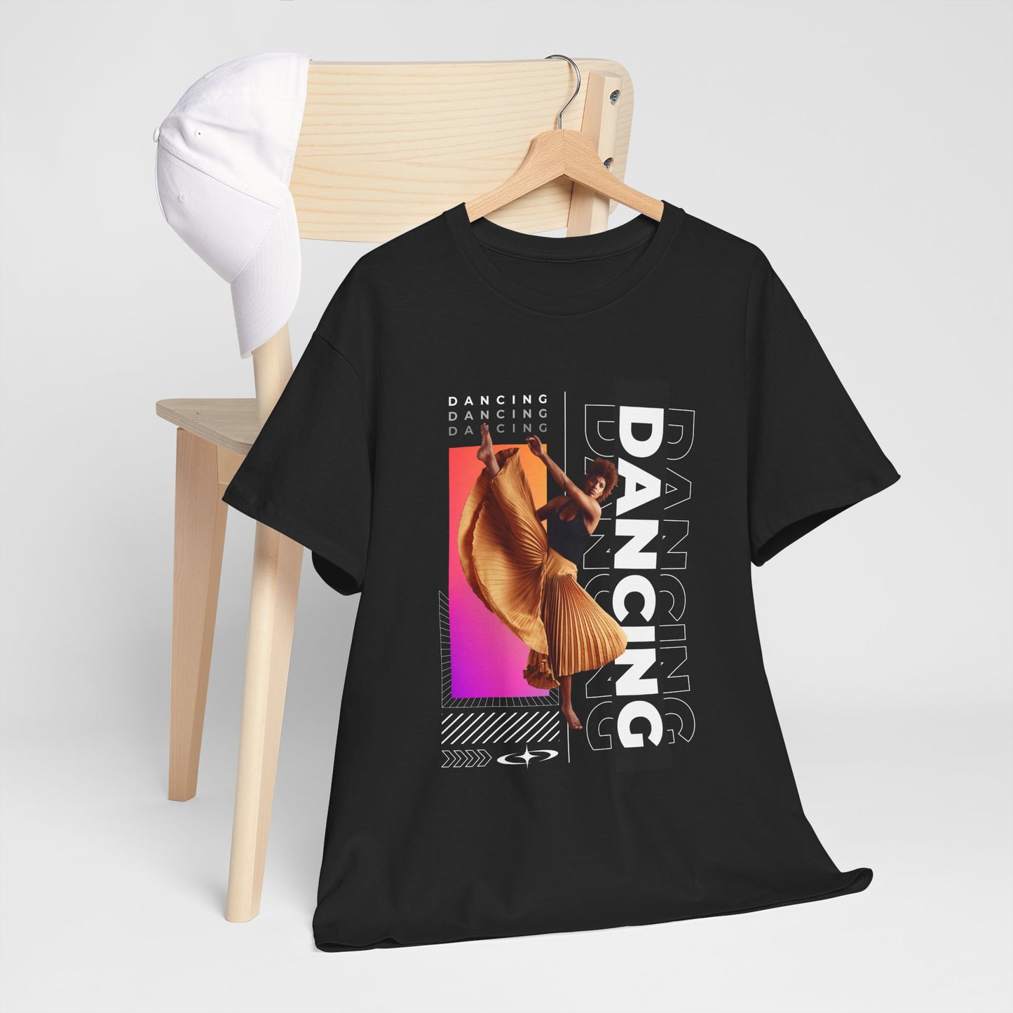 “Dancing” Streetwear-Inspired Female Dancer Unisex Heavy Cotton Tee – Urban Dance Graphic T-Shirt for Performers and Dance Lovers