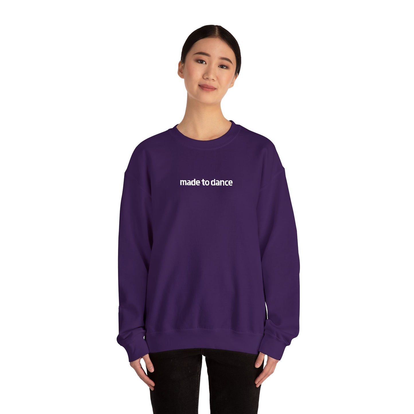 “Made to Dance" Unisex Heavy Blend™ Crewneck Sweatshirt – Embroidered Dance-Inspired Pullover for Adults & Kids