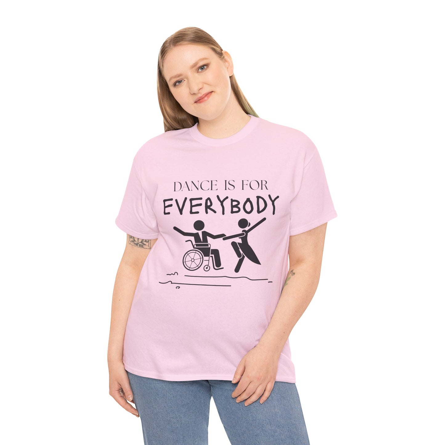 “Dance Is for Everybody” Inclusive Dance T-Shirt – Unisex Heavy Cotton Tee with Optional Back Personalization (Name or Studio)