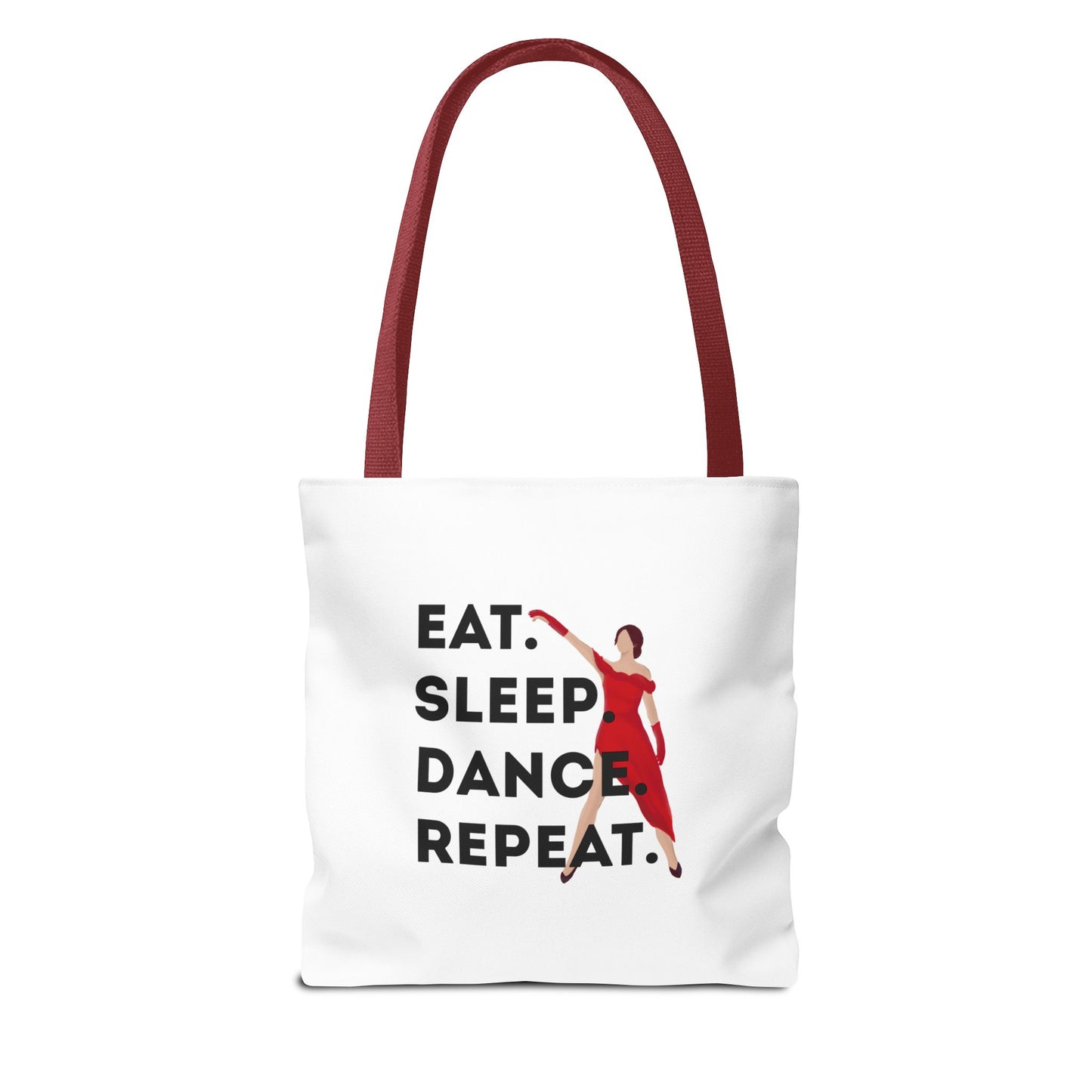 "Eat Sleep Dance Repeat" Canvas Tote Bag – Bold Dancer Graphic Dance Bag for Studio, School & Everyday Use