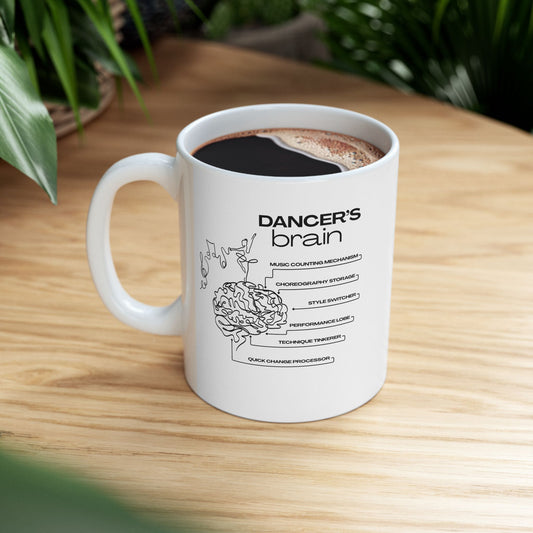 "Dancer’s Brain" Accent Coffee Mug – Funny Dance-Themed Mug with Option for Personalization for Dance Lovers