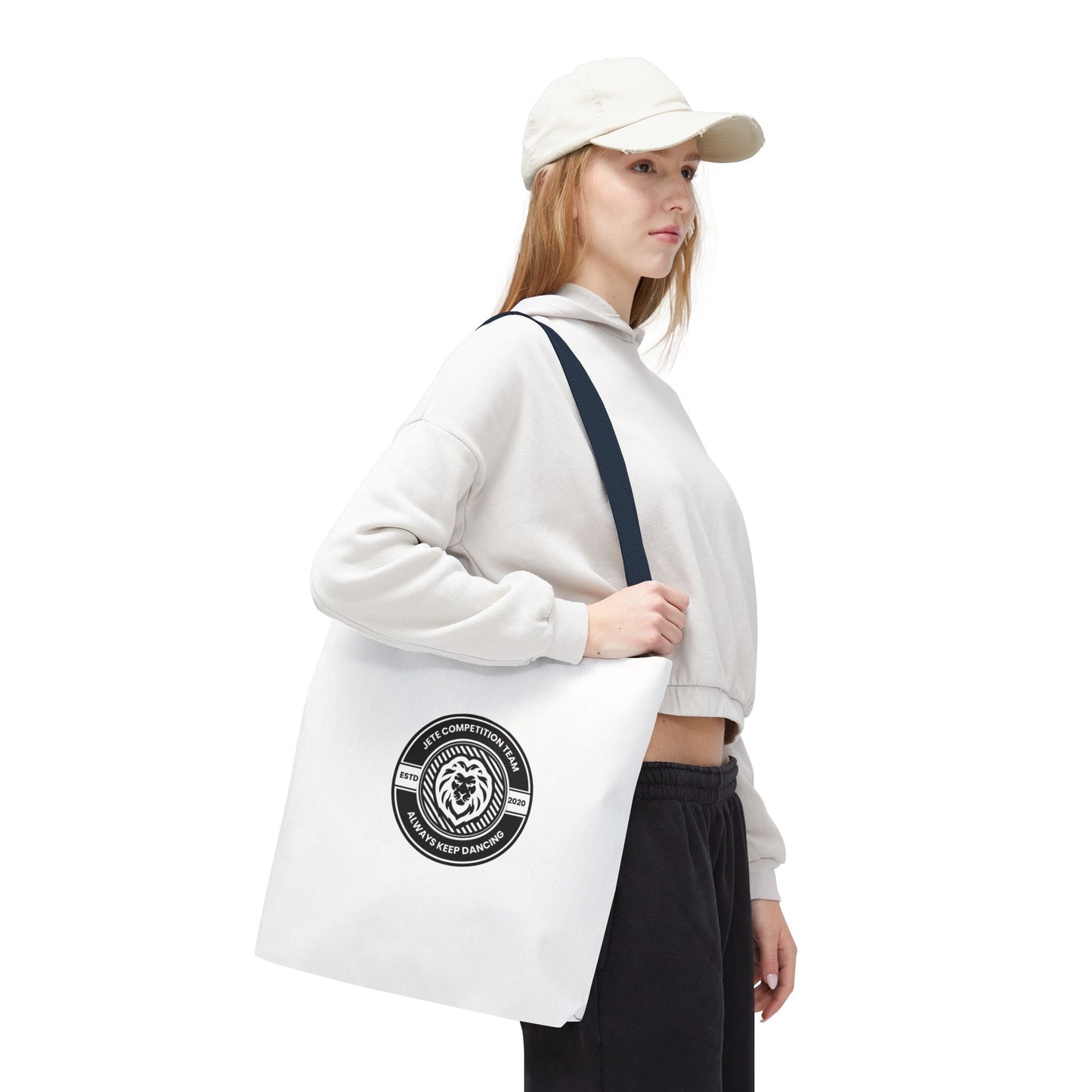 "Jeté Competition Team, Always Keep Dancing" Canvas Tote Bag – Collegiate Dance Team Logo | Reusable Dance Bag for Dancers, Rehearsals & Competitions
