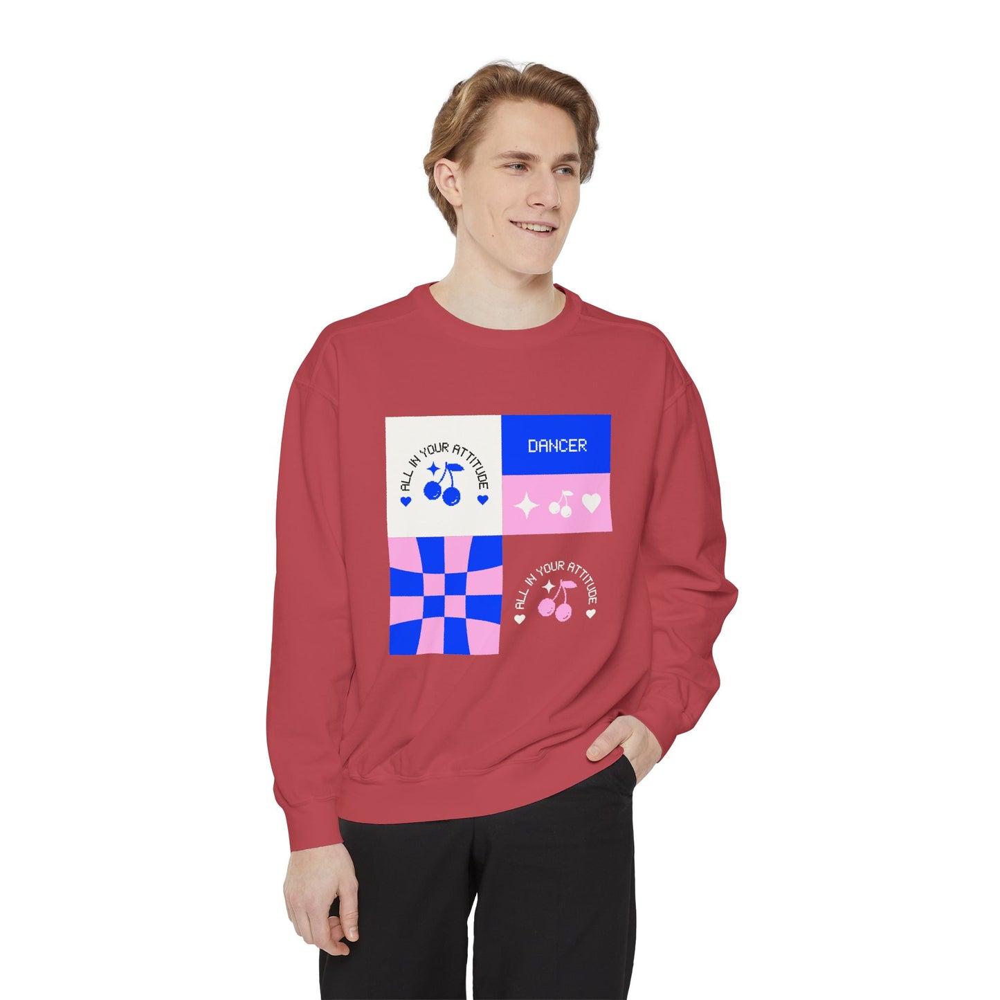 "Dancer – All in Your Attitude" Unisex Lightweight Crewneck Sweatshirt – Retro-Inspired Dance Graphic Pullover for Confident Movers & Performers