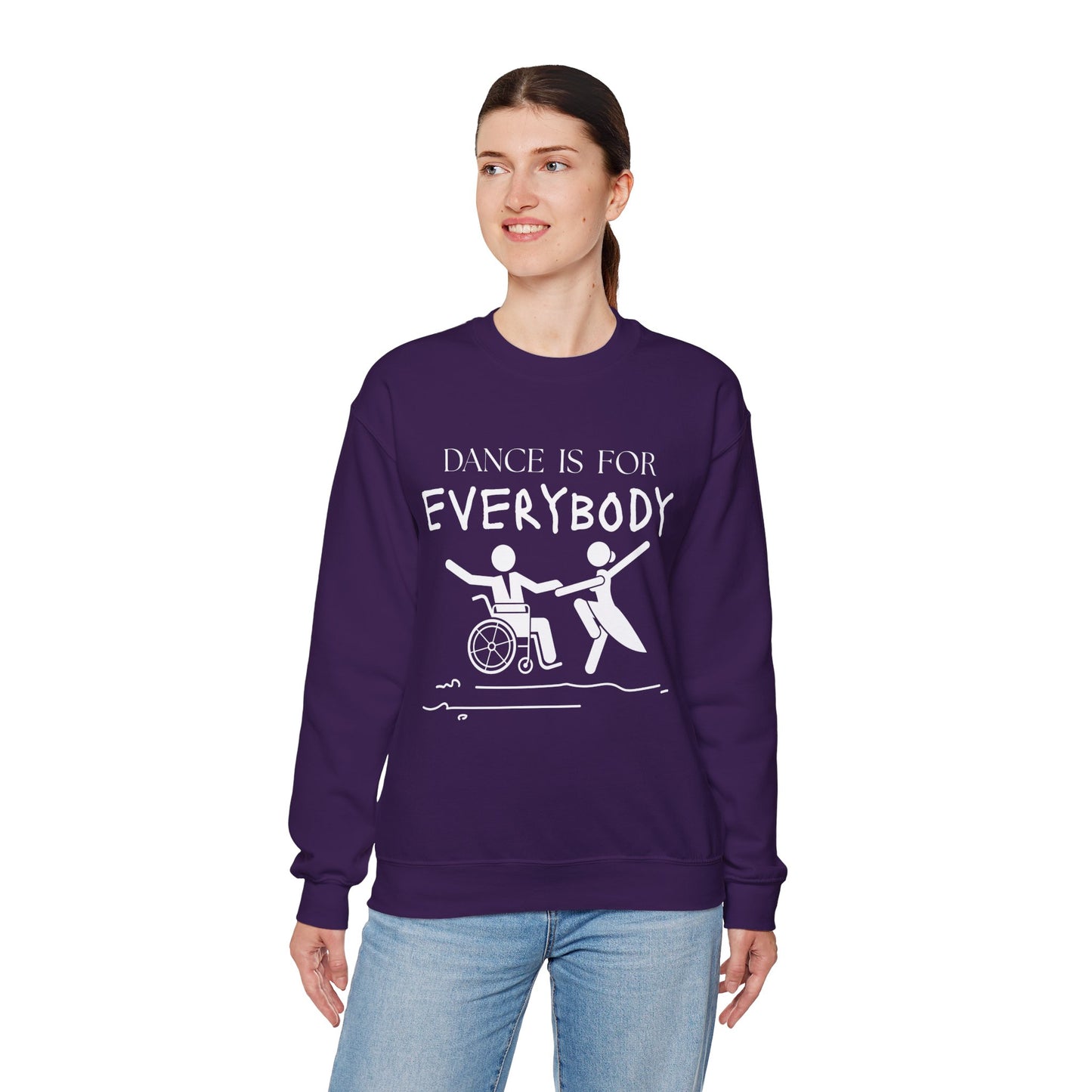 “Dance Is for Everybody” Inclusive Dance Sweatshirt – Unisex Heavy Blend Crewneck with Optional Name or Studio Personalization