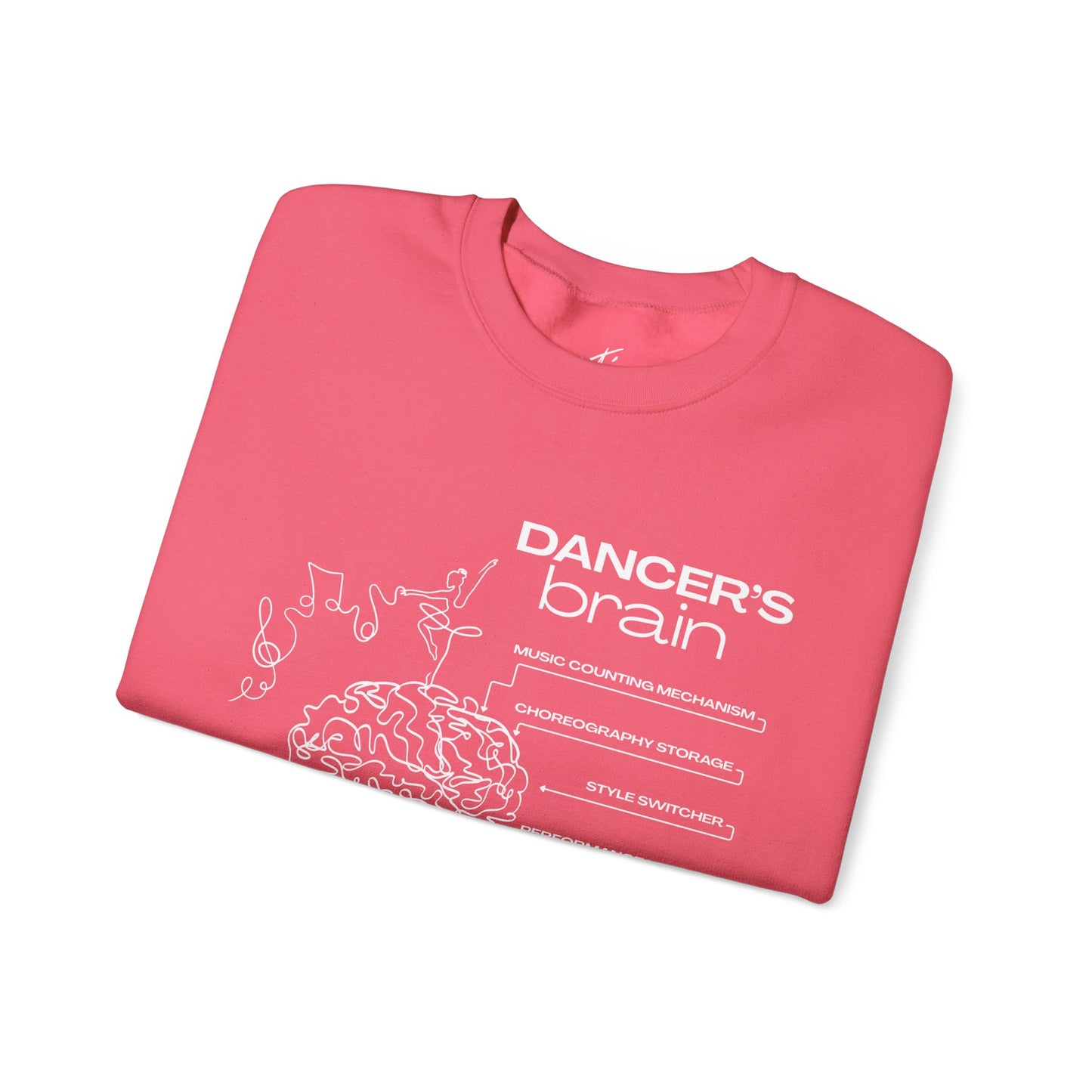 “Dancer’s Brain” Funny Dance Anatomy Sweatshirt – Unisex Heavy Blend Crewneck with Optional Name or Studio Personalization