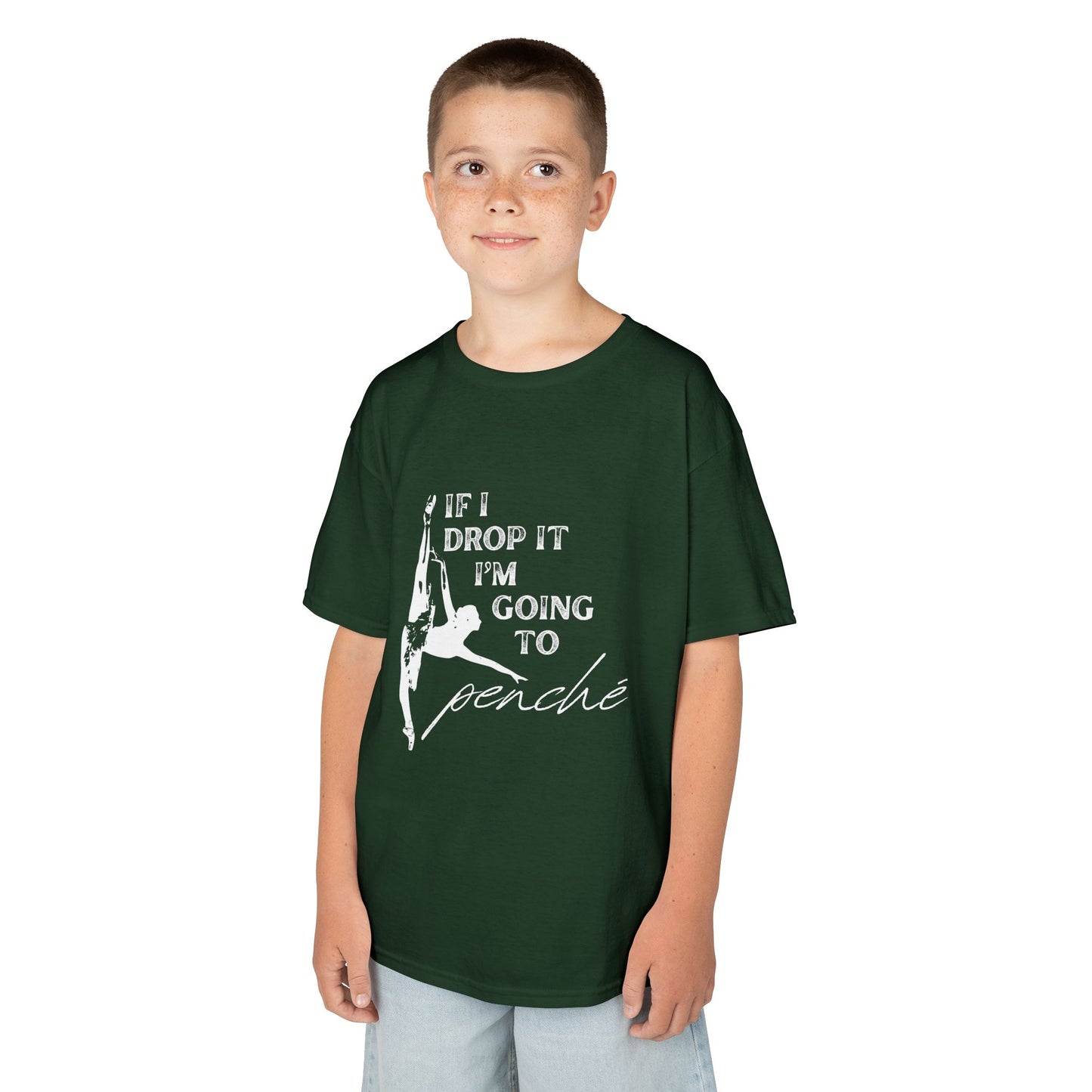 “If I Drop It, I’m Going to Penché” Funny Dance T-Shirt – Youth Short Sleeve Tee with Dancer Graphic and Optional Name or Studio Personalization