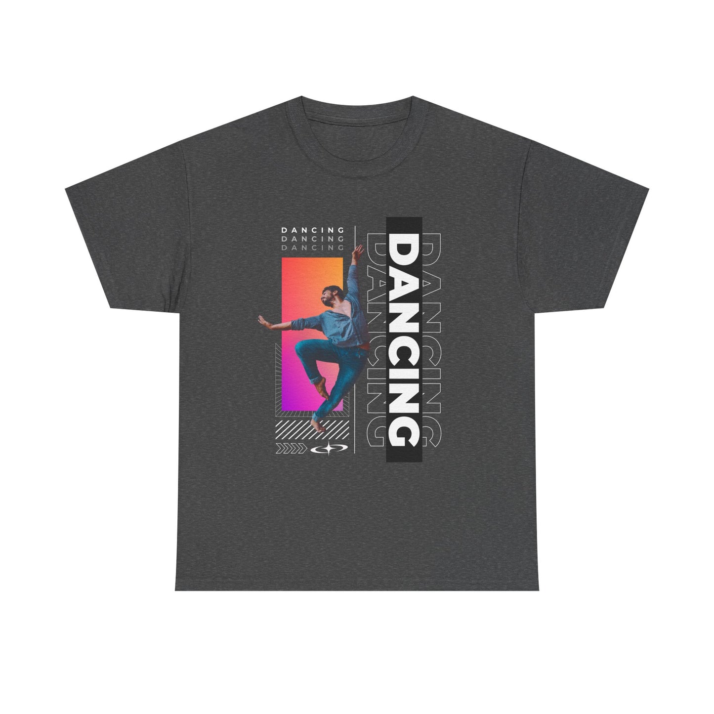 “Dancing” Streetwear-Inspired Male Dancer Unisex Heavy Cotton Tee – Urban Dance Graphic T-Shirt for Performers and Dance Lovers