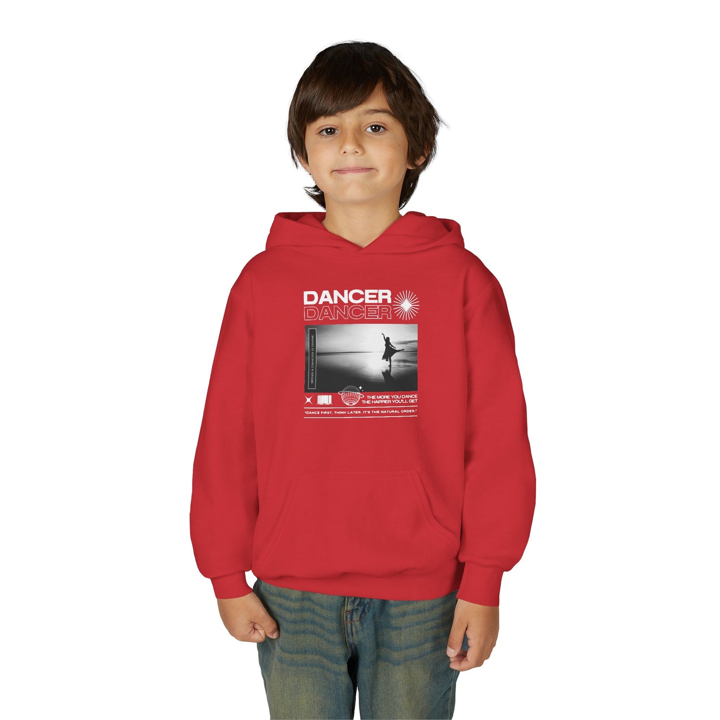 “Dancer” Arabesque on the Beach Graphic | Unisex Youth Hoodie – Streetwear-Inspired Ballet Dance Hoodie for Kids & Young Dancers
