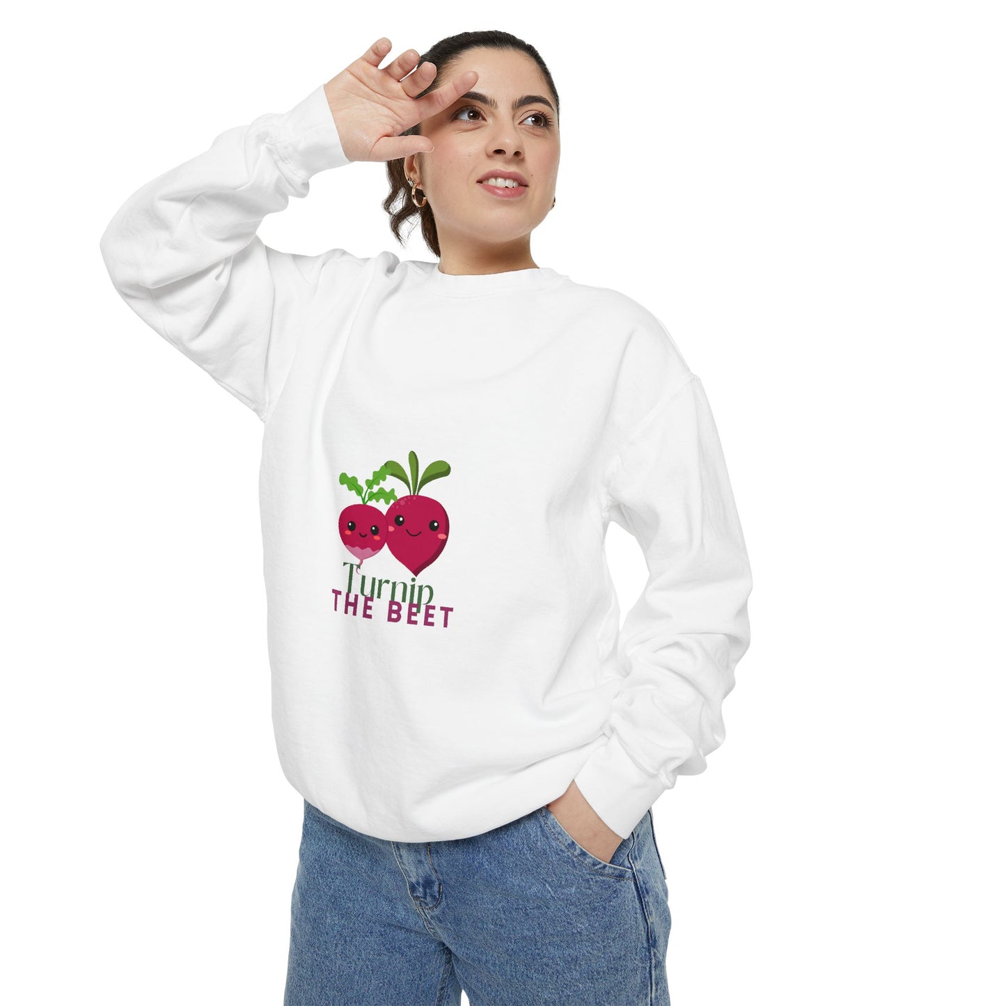 "Turnip the Beet" Unisex Lightweight Crewneck Sweatshirt – Fun Dance Pun Pullover with Cute Pepper Graphic for Dancers & Music Fans