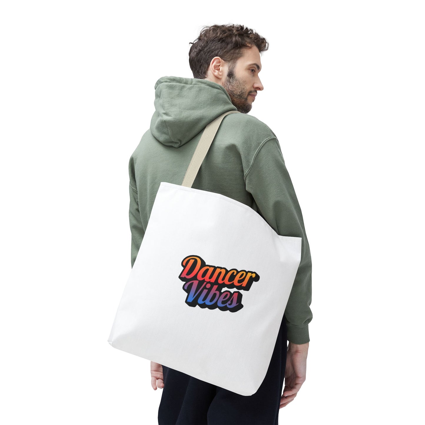 "Dancer Vibes" Canvas Tote Bag – Bold Dance-Themed Text Graphic Bag for Dancers, Students & Everyday Use