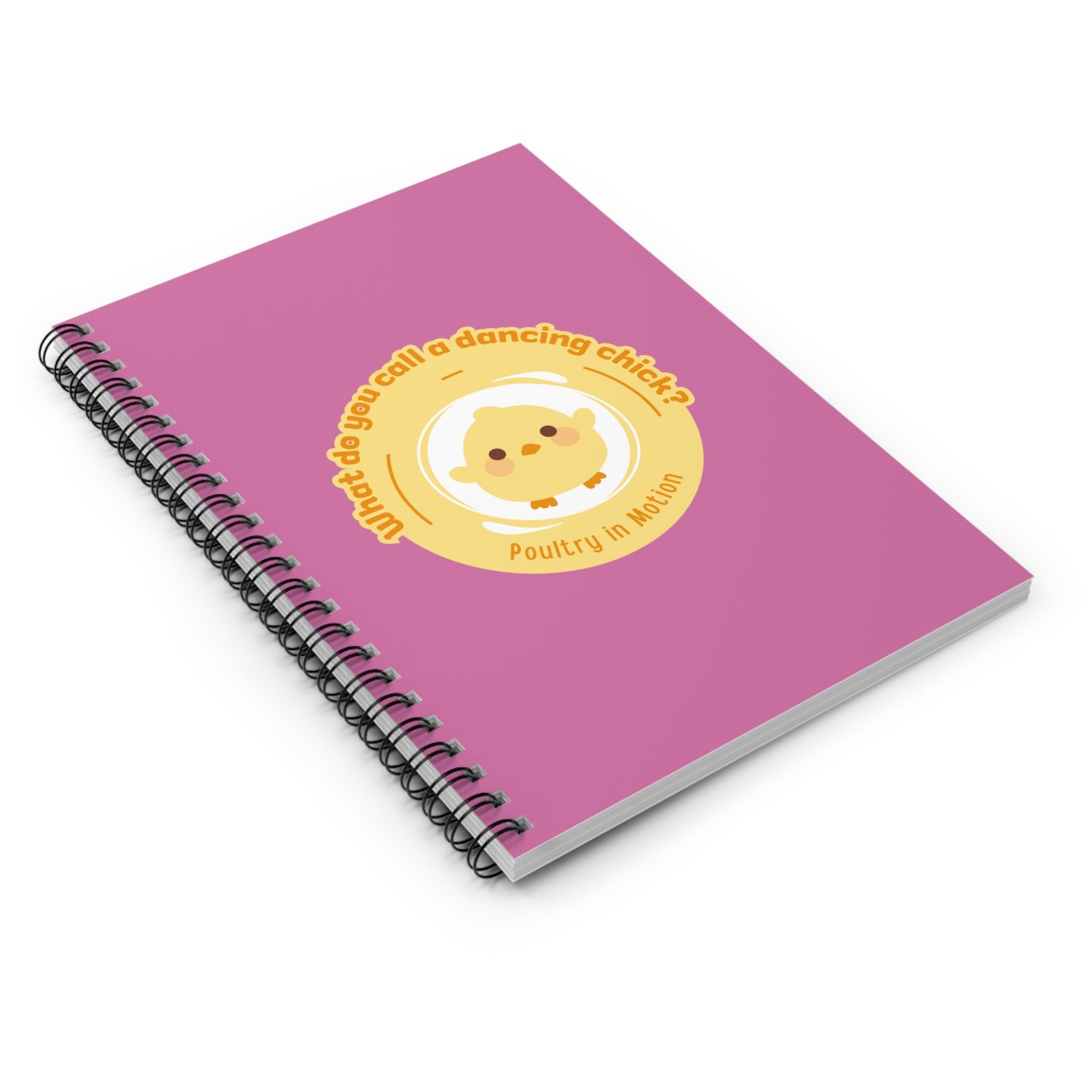 "Poultry in Motion" Spiral Notebook – Funny Dance Pun Journal with Cute Chicken Graphic for Dancers, Writers & Pun Lovers
