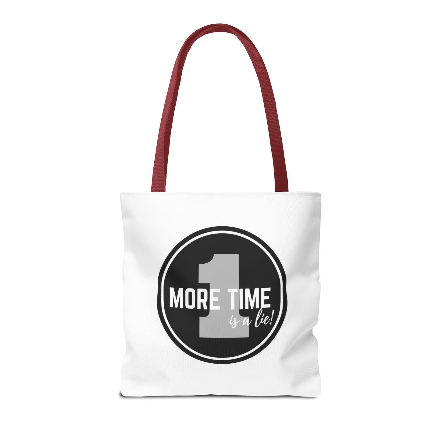 "One More Time is a Lie" Dance Tote Bag – Bold Emblem Graphic Canvas Bag for Dancers, Rehearsals & Everyday Use