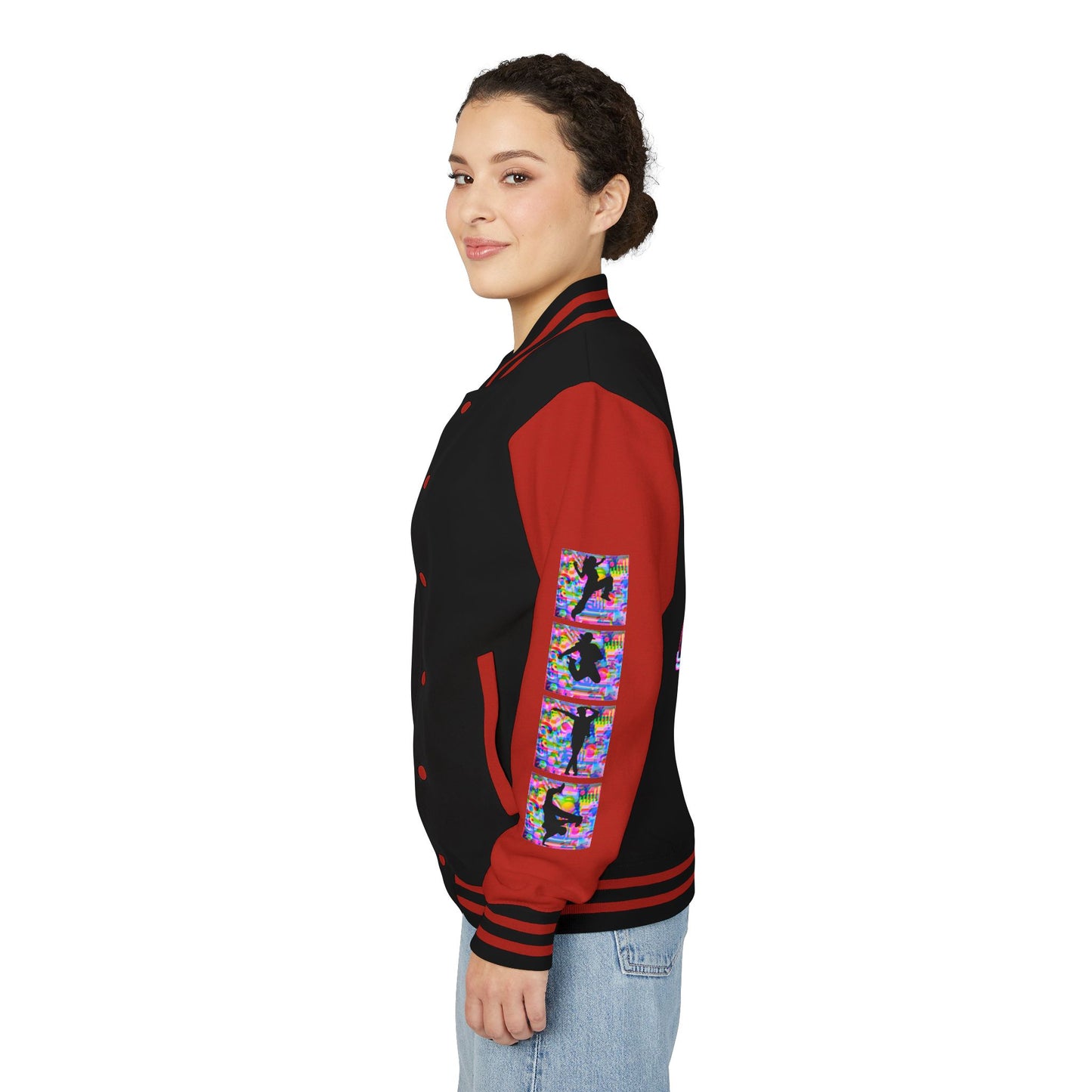 Levels Premium Collection Dance Letterman Jacket β Colorful Unisex Streetwear Varsity Jacket with "Levels Pictures Textures" Front and Dancer Silhouette Back Graphic