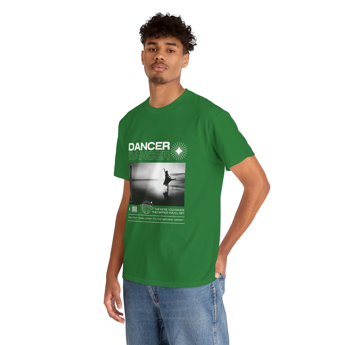 "Dancer" Arabesque Beach Scene Unisex Heavy Cotton Tee – Streetwear-Inspired Ballet Dance Graphic T-Shirt