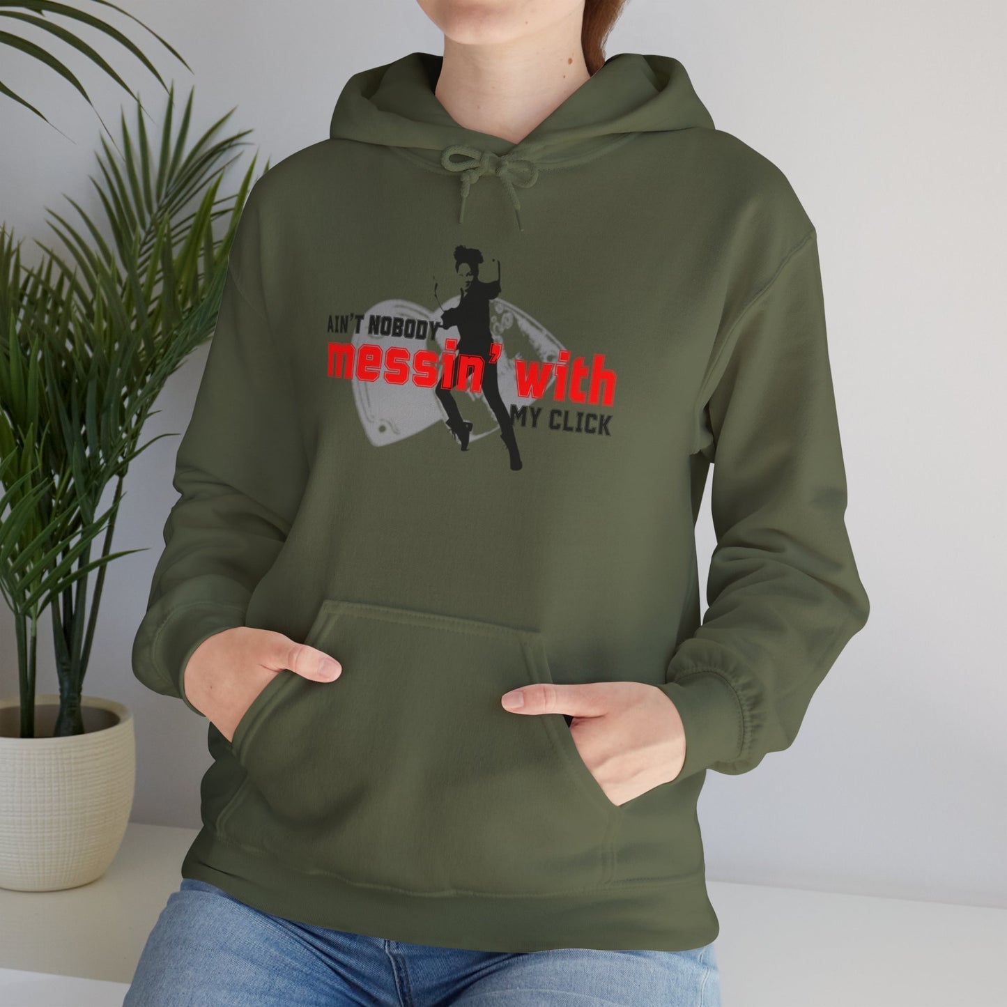“Ain’t Nobody Messin’ with My Click” Tap Dance Graphic with Tap Shoes & Dancer | Streetwear-Inspired Tap Dancing Hoodie for Dancers - Unisex Heavy Blend™ Hooded Sweatshirt