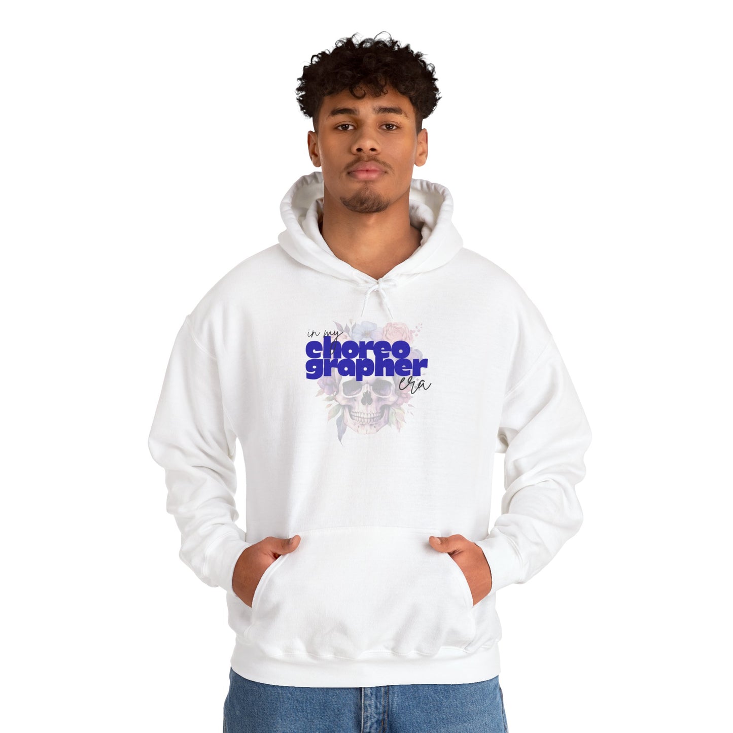"In My Choreographer Era" Hoodie – Unisex Heavy Blend™ Hooded Sweatshirt with Floral Skull Graphic for Dance Creatives