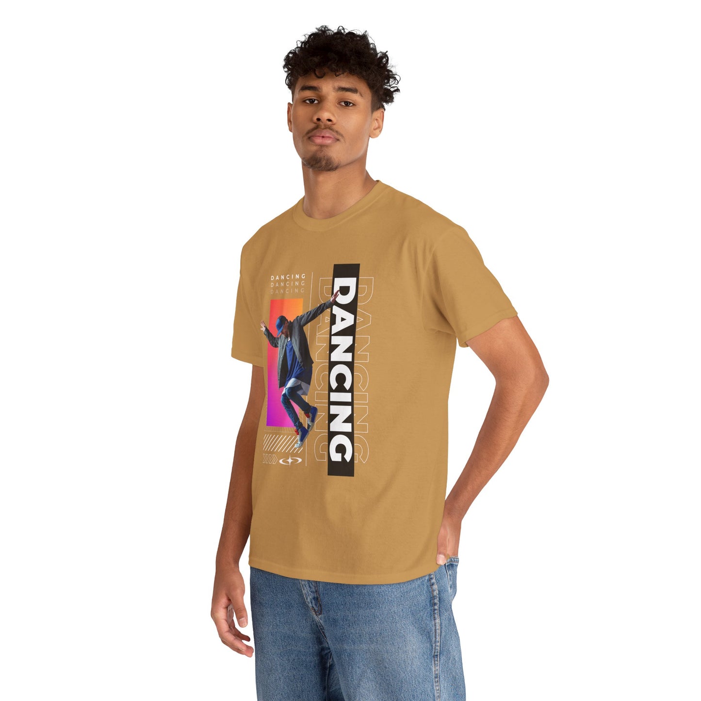 “Dancing” Streetwear-Inspired Male Dancer Unisex Heavy Cotton Tee – Urban Dance Graphic T-Shirt for Performers and Dance Lovers