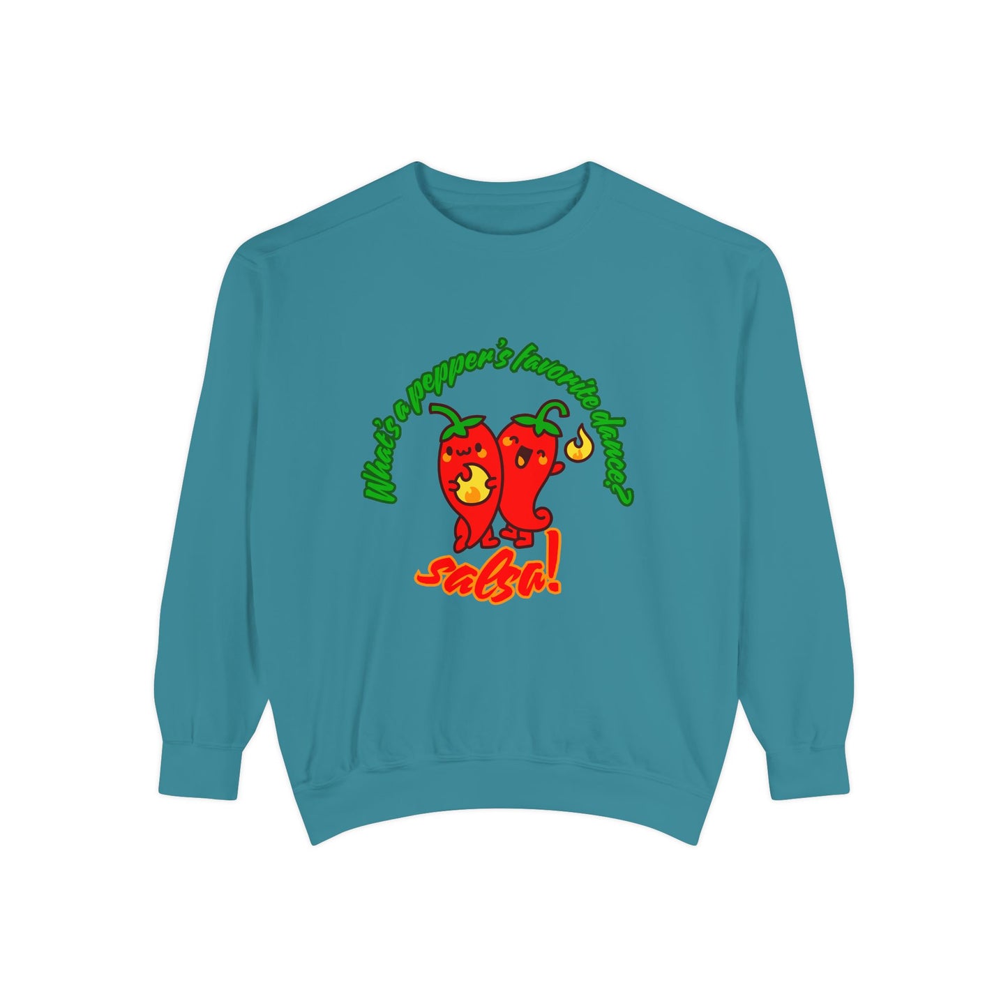 "What's a Pepper's Favorite Dance? Salsa!" Unisex Lightweight Crewneck Sweatshirt – Fun Dance Pun Pullover with Cute Pepper Graphic for Dancers & Food Lovers