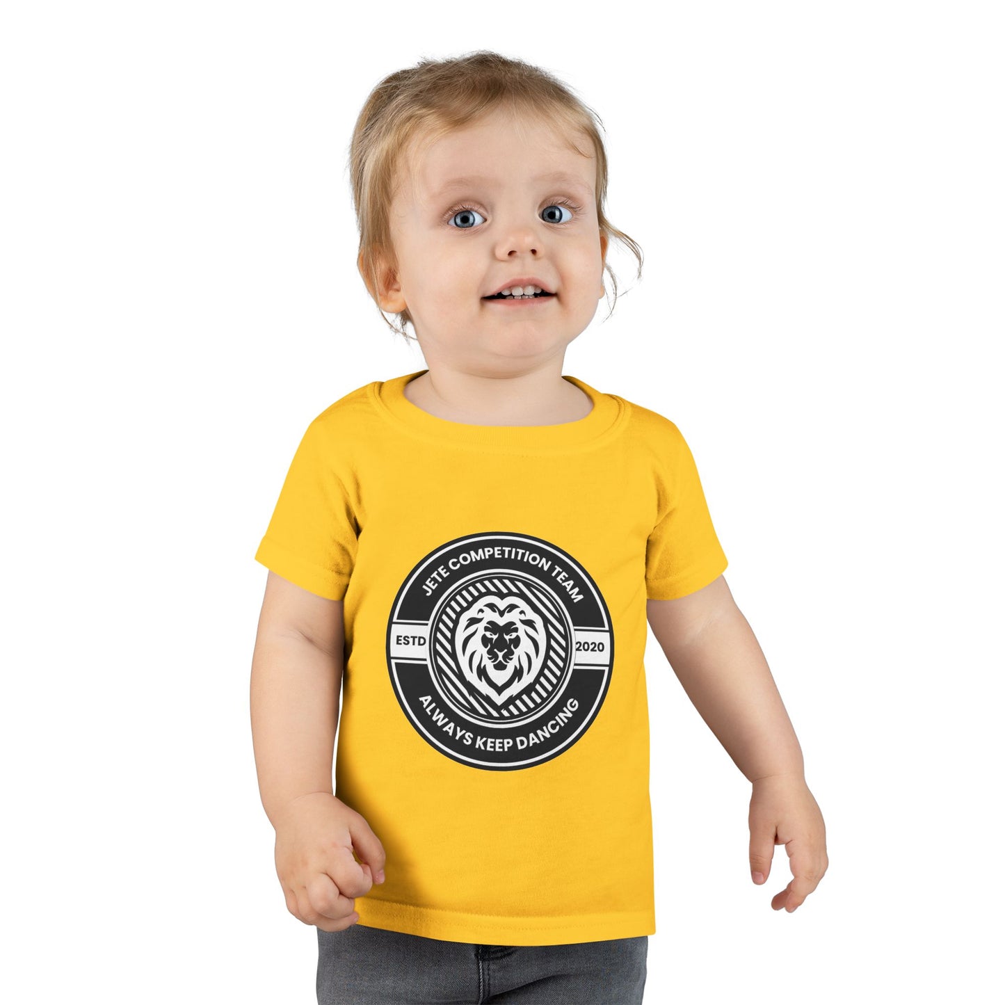 "Jeté Competition Team – Always Keep Dancing" Toddler Dance T-Shirt – Collegiate-Inspired Emblem Graphic Short Sleeve Tee for Kids