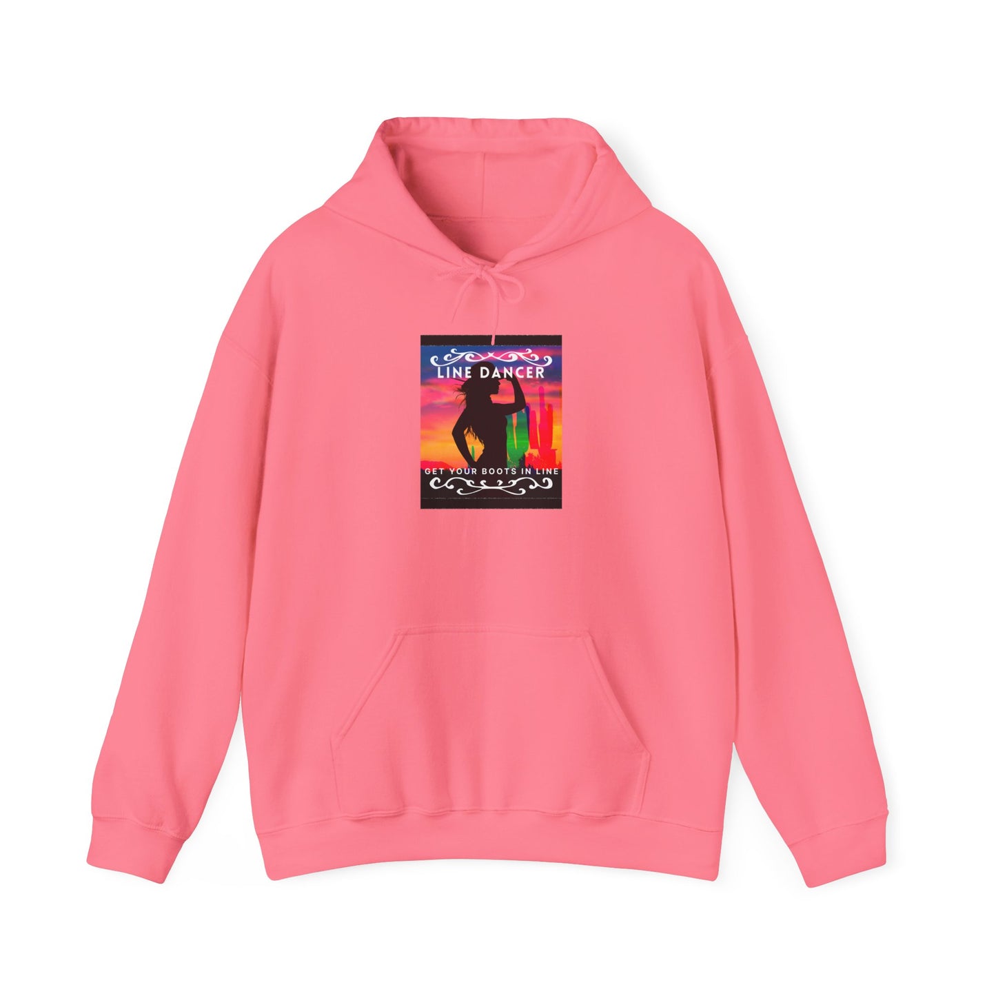 "Line Dancer, Get Your Boots in Line" Western-Inspired Graphic – Unisex Heavy Blend™ Hooded Sweatshirt