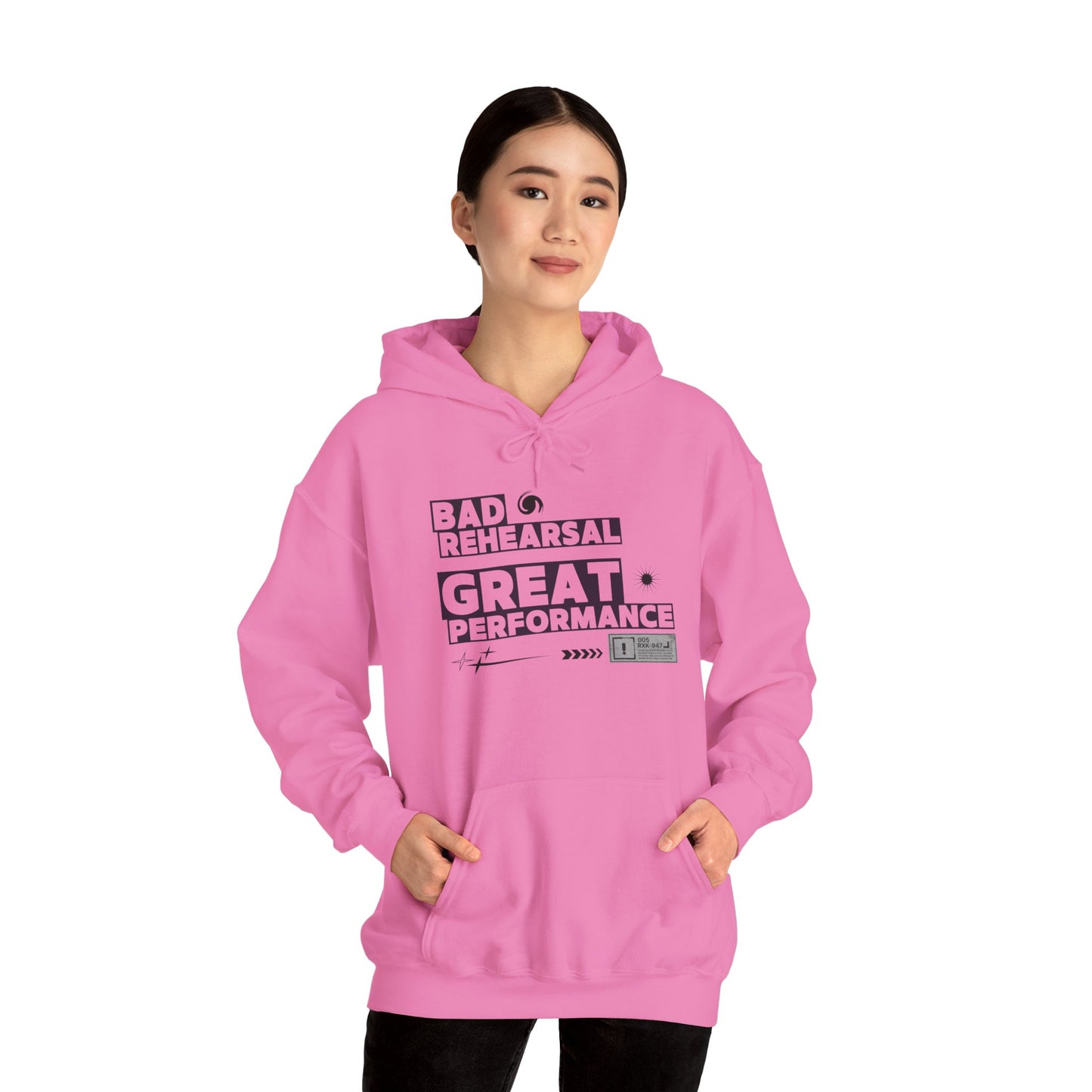 "Bad Rehearsal, Great Performance" Dance Hoodie – Unisex Heavy Blend™ Hooded Sweatshirt with Streetwear-Inspired Graphic for Performers