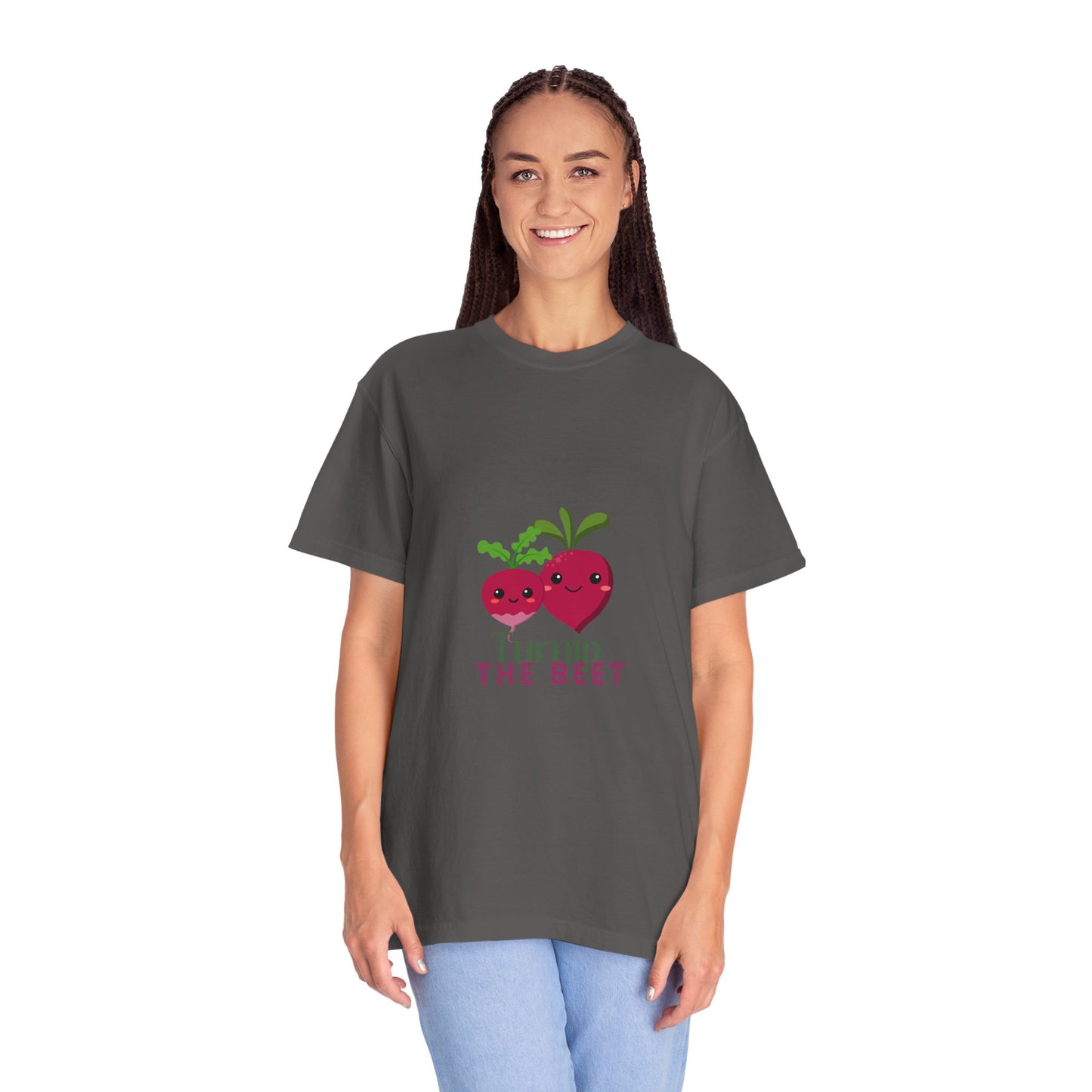 "Turnip the Beet" Unisex Garment-Dyed T-Shirt – Cute Veggie Dance Pun Graphic Tee – Funny Foodie Shirt for Dancers & Music Lovers