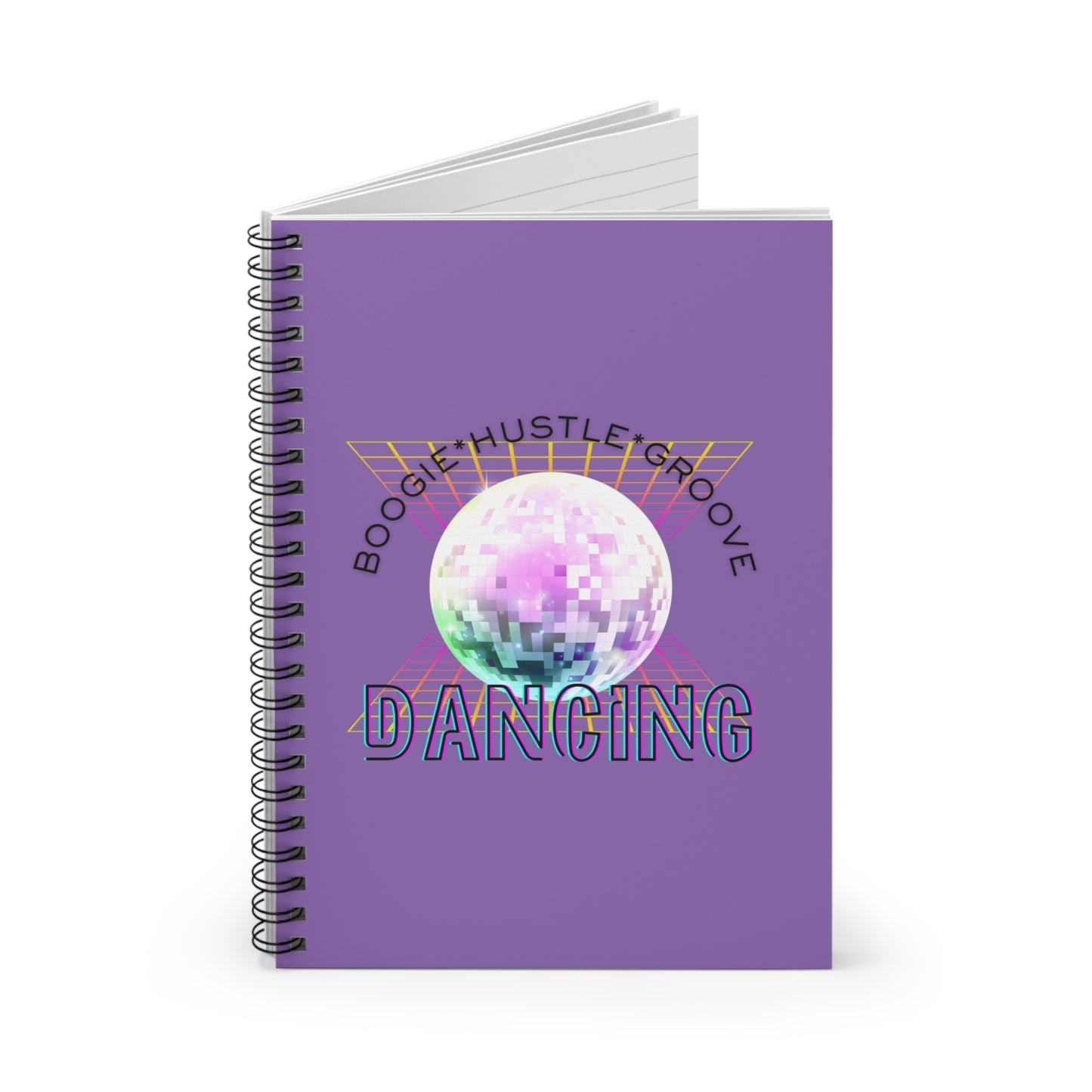"Boogie, Hustle, Groove – Dancing" Spiral Notebook – Streetwear-Inspired Dance Journal with Colorful Dancer Graphic for Hip Hop Dancers, Students & Creatives
