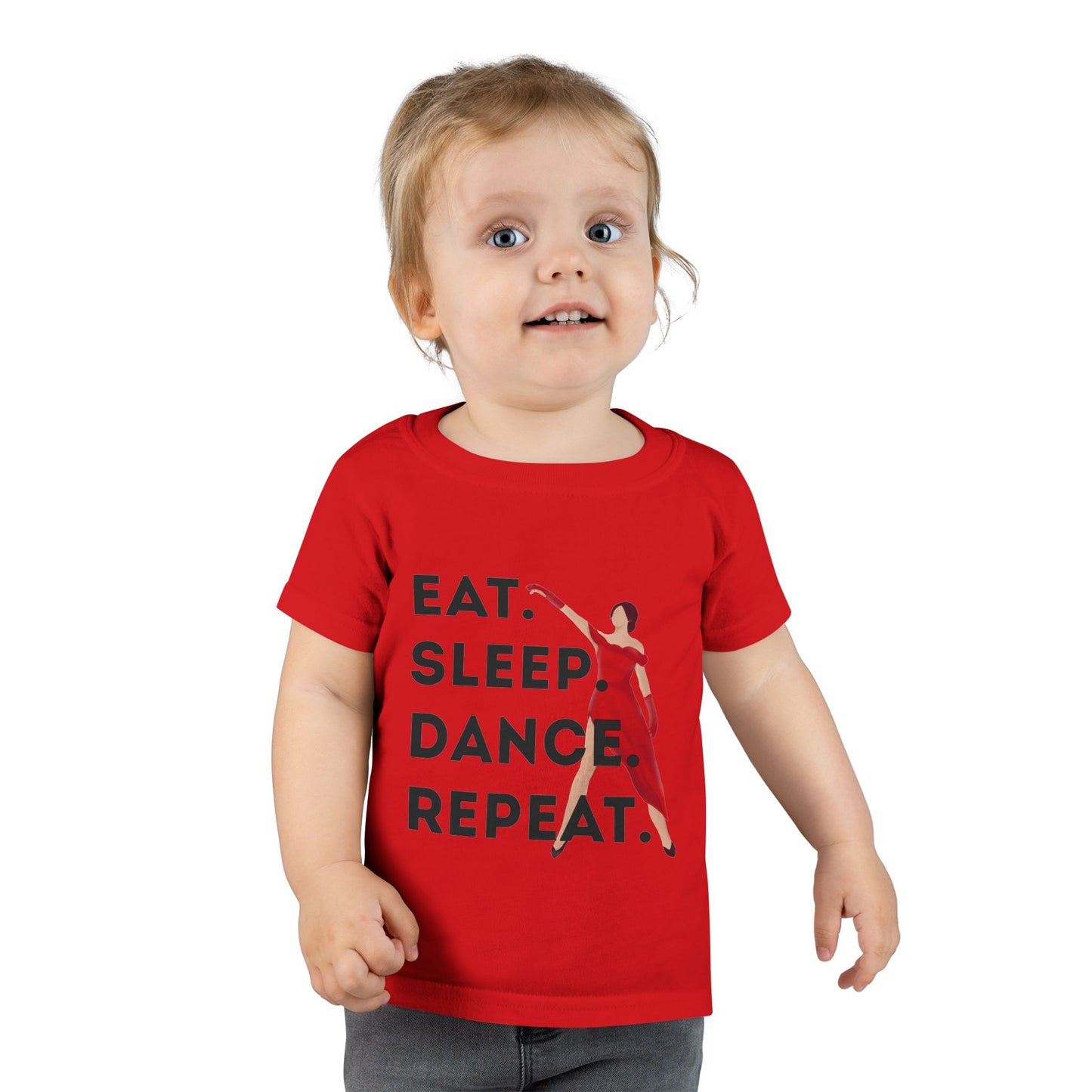 "Eat Sleep Dance Repeat" Toddler T-Shirt – Bold Dancer Graphic Tee for Kids – Short Sleeve Dance Shirt for Toddlers
