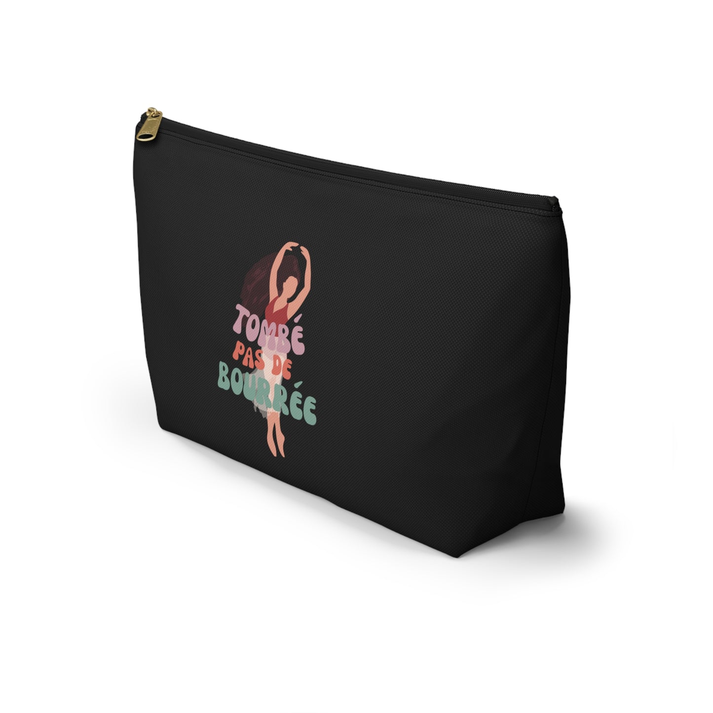 "Tombé Pas de Bourrée" Makeup Bag – Elegant Ballet Dancer Graphic – Ballet-Themed Zipper Pouch for Cosmetics, Accessories & Dance Gifts