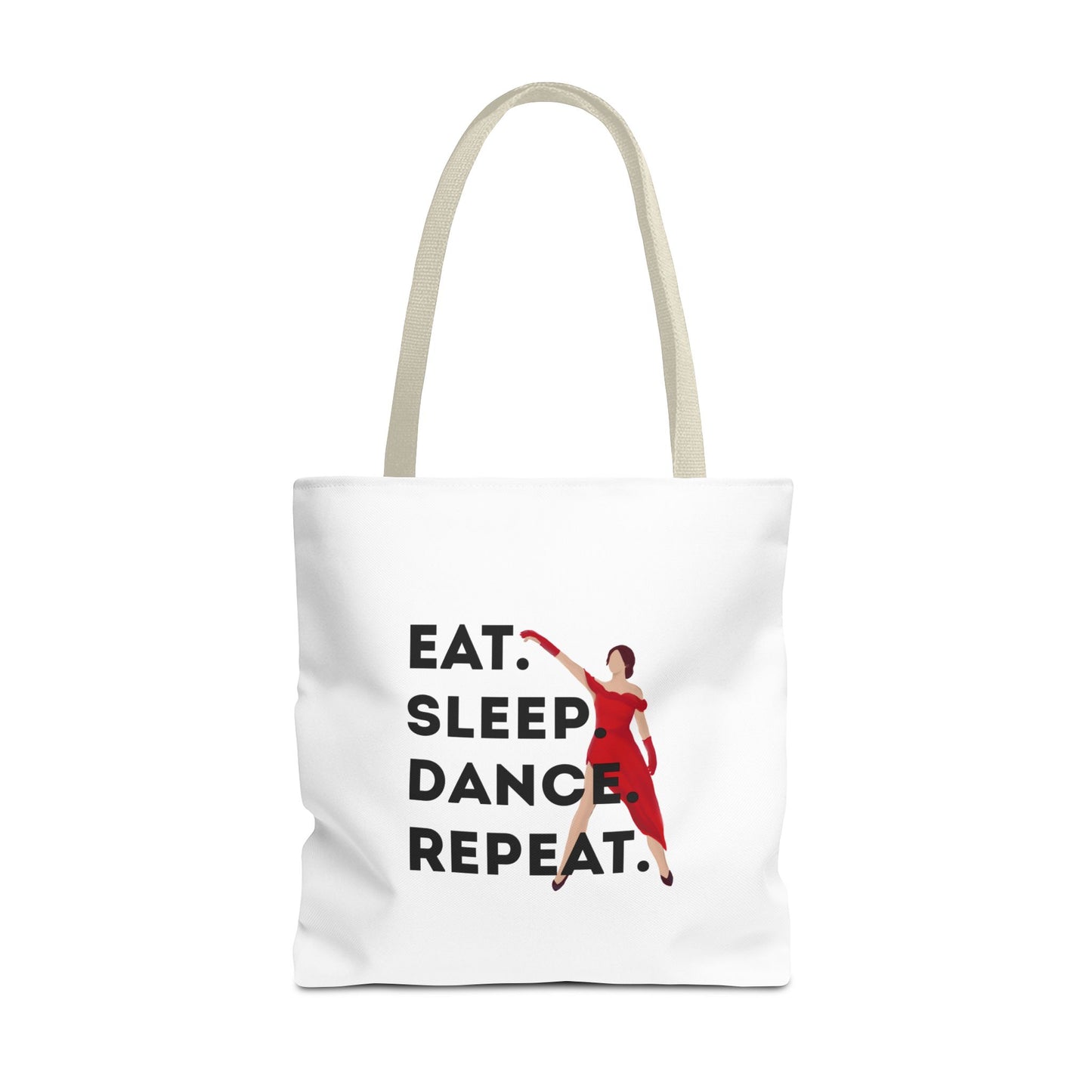 "Eat Sleep Dance Repeat" Canvas Tote Bag – Bold Dancer Graphic Dance Bag for Studio, School & Everyday Use
