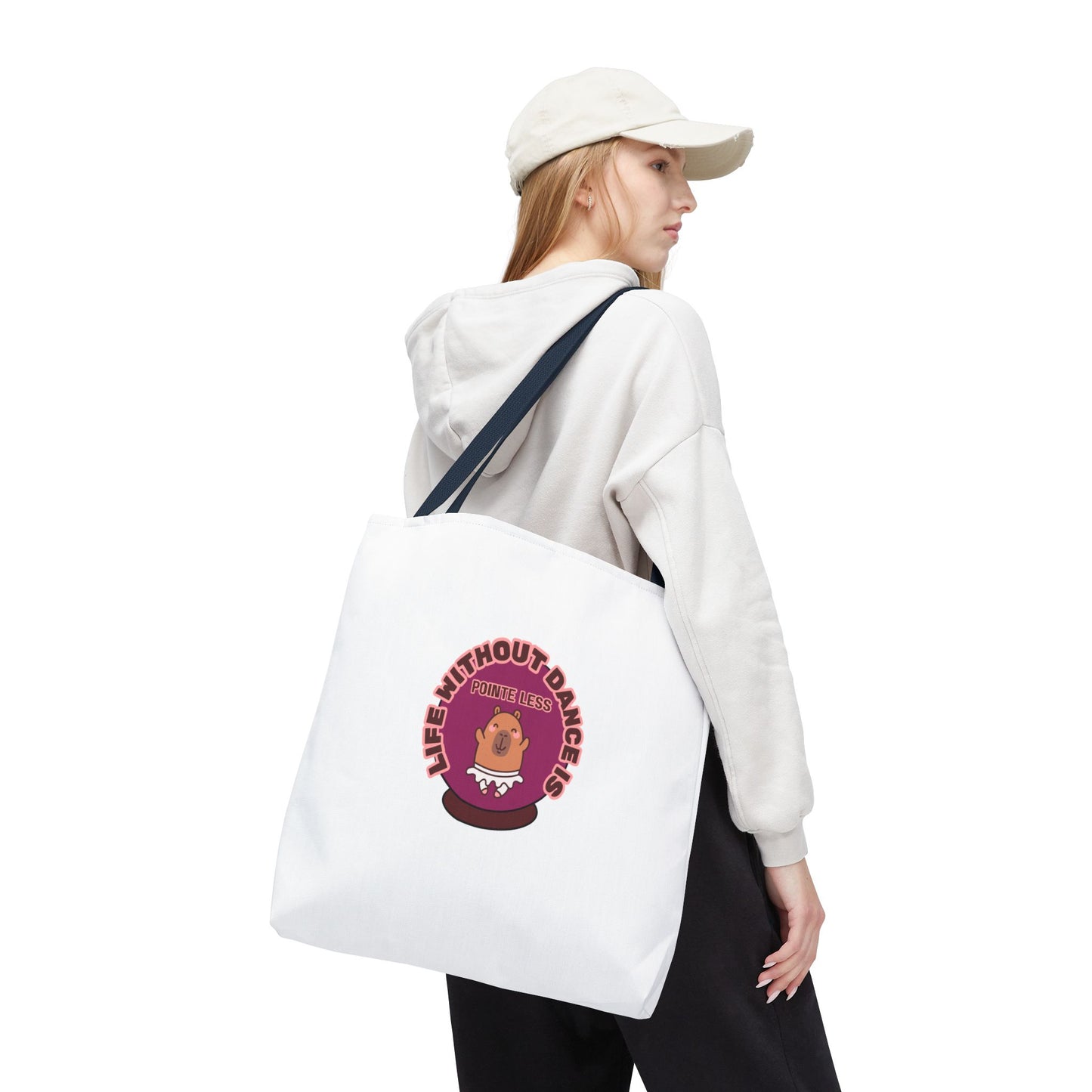 "Life Without Dance Is Pointeless" Capybara Canvas Tote Bag – Funny Dance Pun Tote for Dancers & Animal Lovers