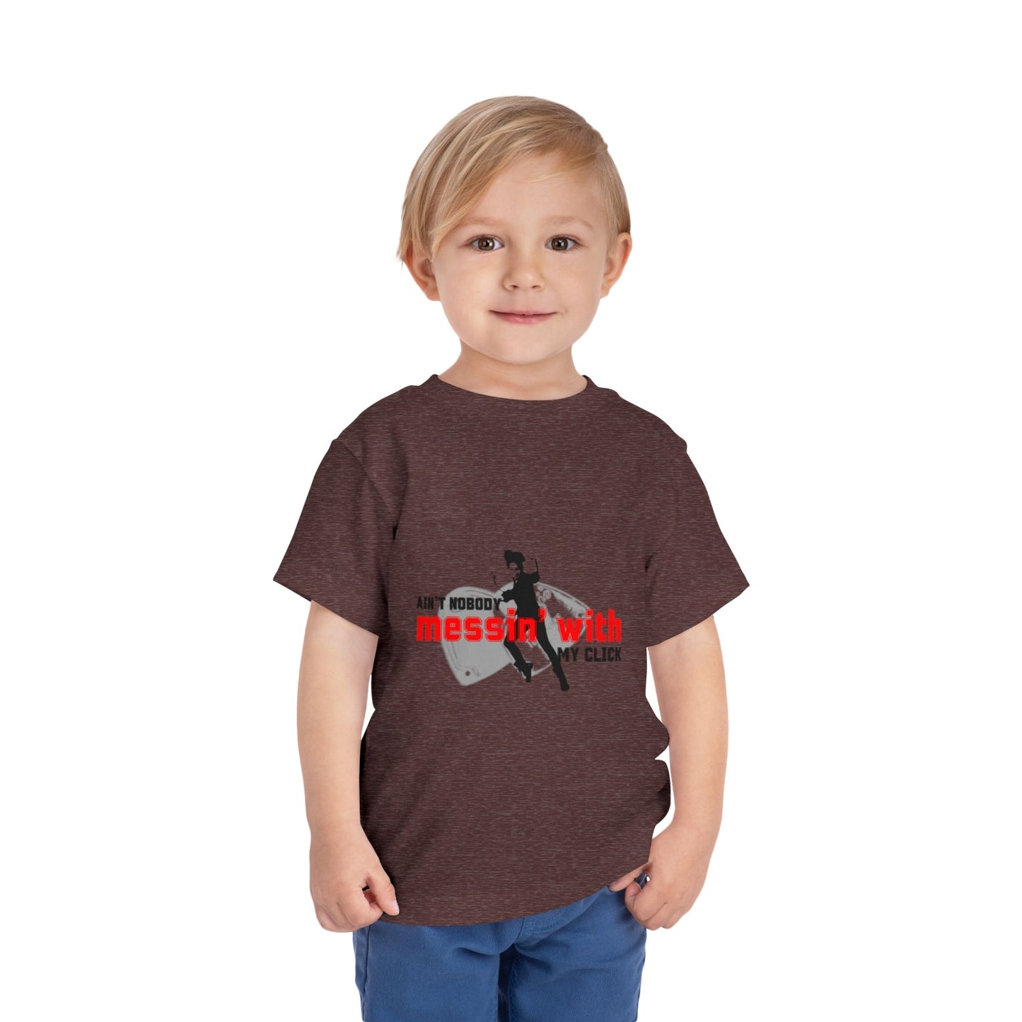 “Ain’t Nobody Messin’ With My Click” Toddler Short Sleeve T-Shirt – Tap Dance Graphic Tee with Tap Dancer Design for Kids