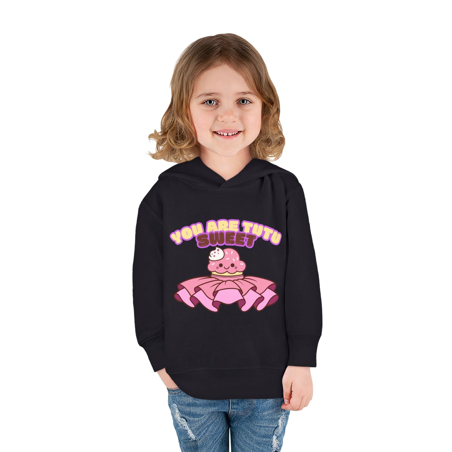 "You Are Tutu Sweet" Toddler Pullover Hoodie – Kawaii Cupcake in Tutu Dance Graphic Fleece Sweatshirt for Kids