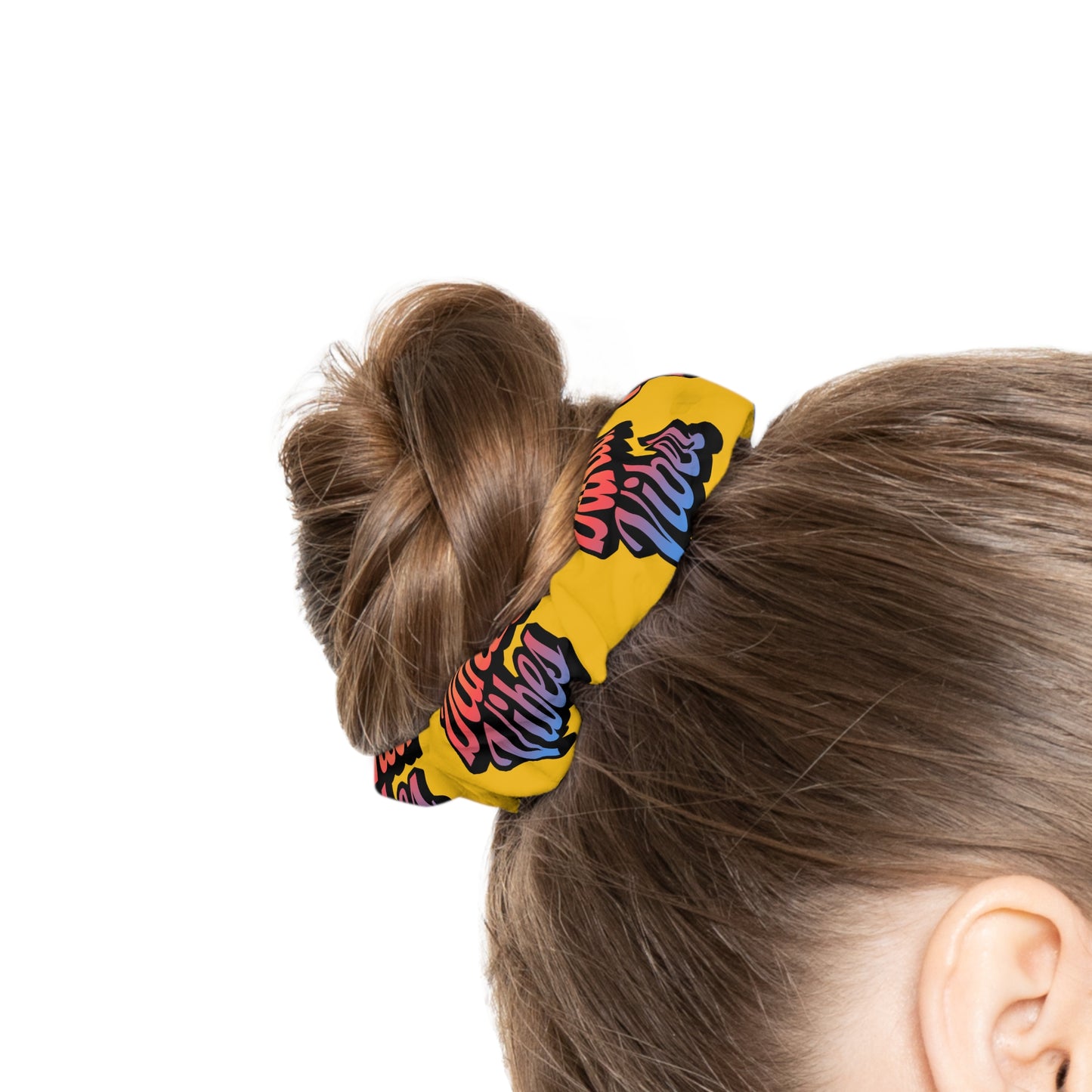 “Dancer Vibes” Scrunchie – Colorful Text Dance Hair Accessory for Performers and Dance Lovers