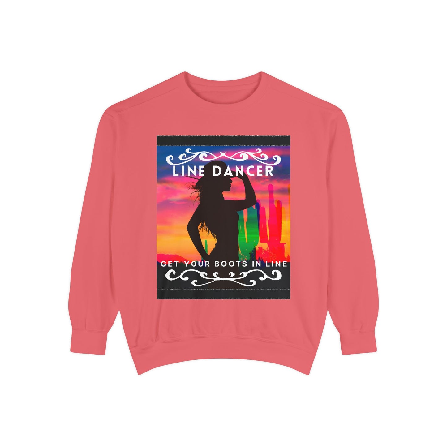 "Line Dancer, Get Your Boots in Line" Unisex Lightweight Crewneck Sweatshirt – Western Dance Graphic Pullover for Country Music & Boot Scootin’ Fans