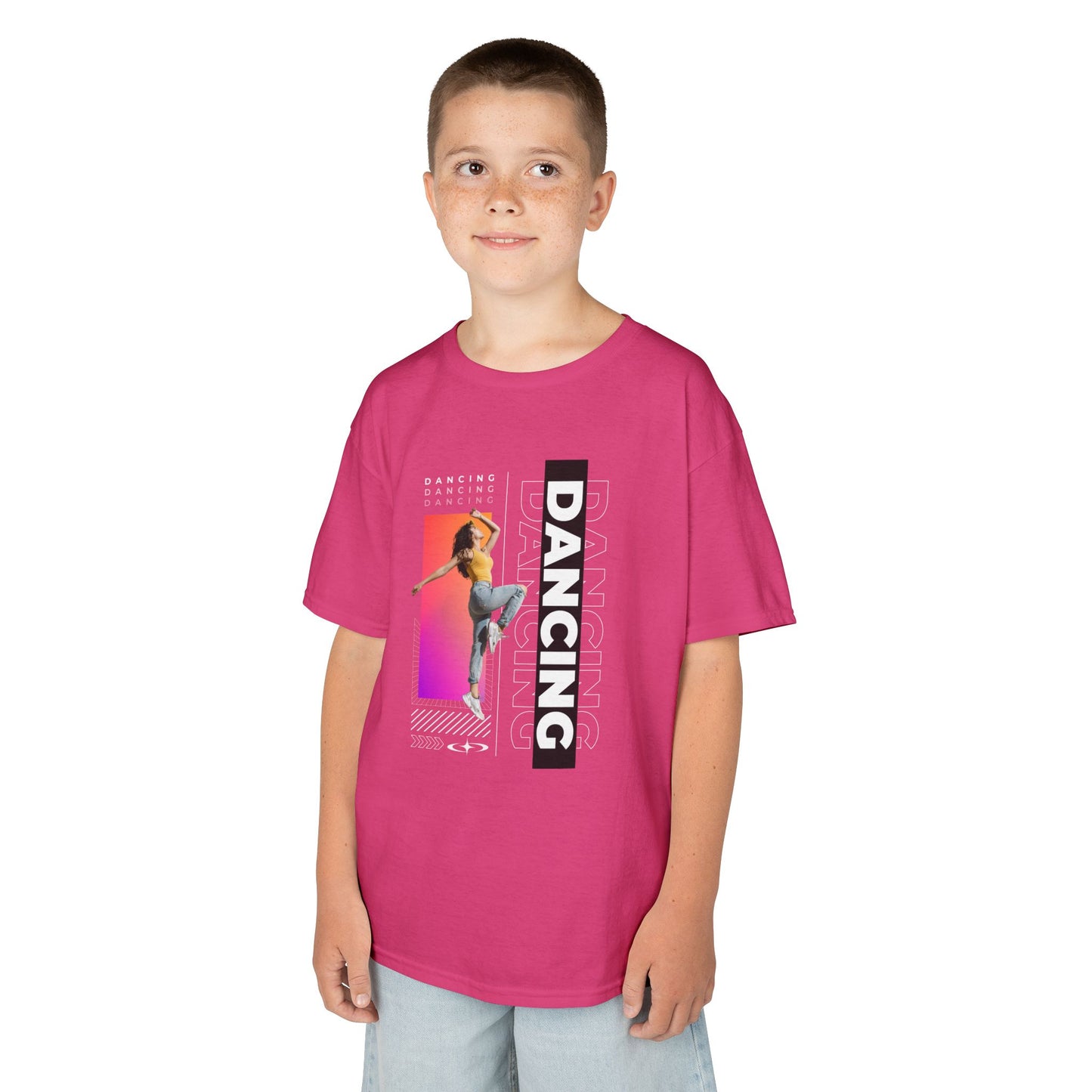 "Dancing" Youth Short Sleeve T-Shirt – Streetwear-Inspired Design with Female Dancer Graphic – Trendy Dance Apparel for Kids