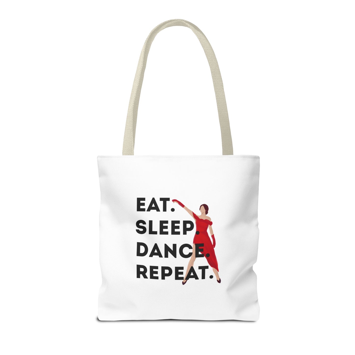 "Eat Sleep Dance Repeat" Canvas Tote Bag – Bold Dancer Graphic Dance Bag for Studio, School & Everyday Use