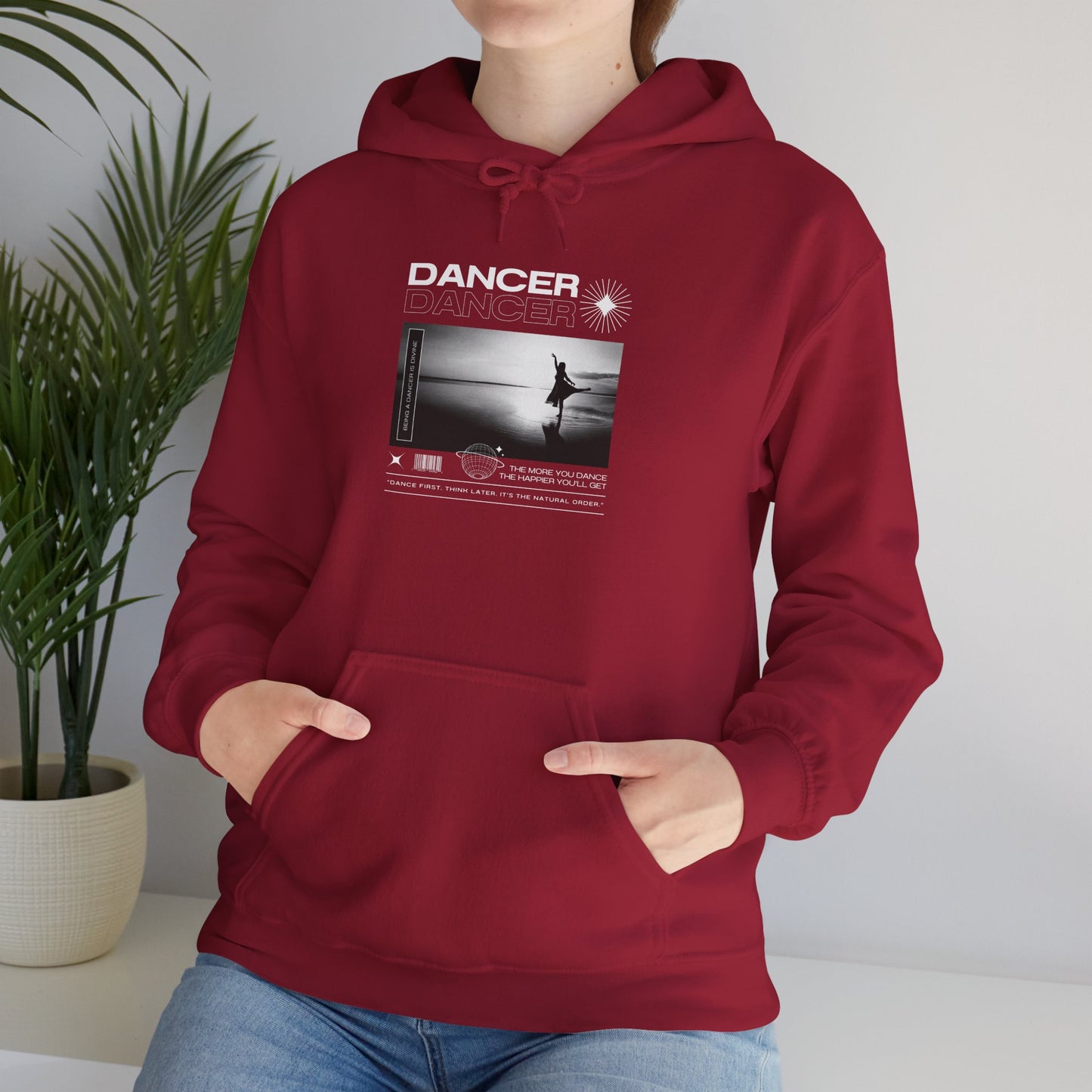 “Dancer” Arabesque on the Beach Graphic | Streetwear-Inspired Dance Hoodie for Ballet & Beach Lovers - Unisex Heavy Blend™ Hoodie