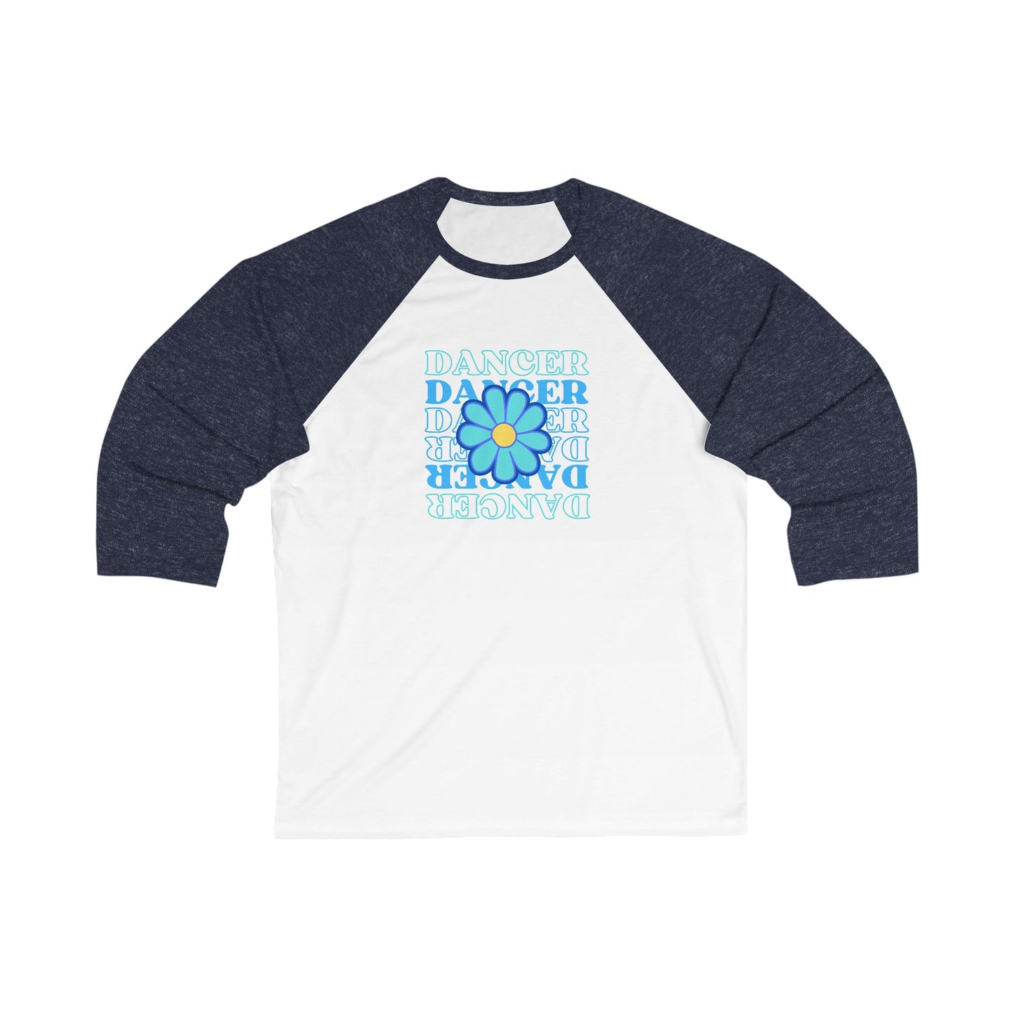 "Dancer" Unisex 3/4 Sleeve Baseball Tee – Bold Floral Graphic Dance Shirt for Performers and Dance Lovers