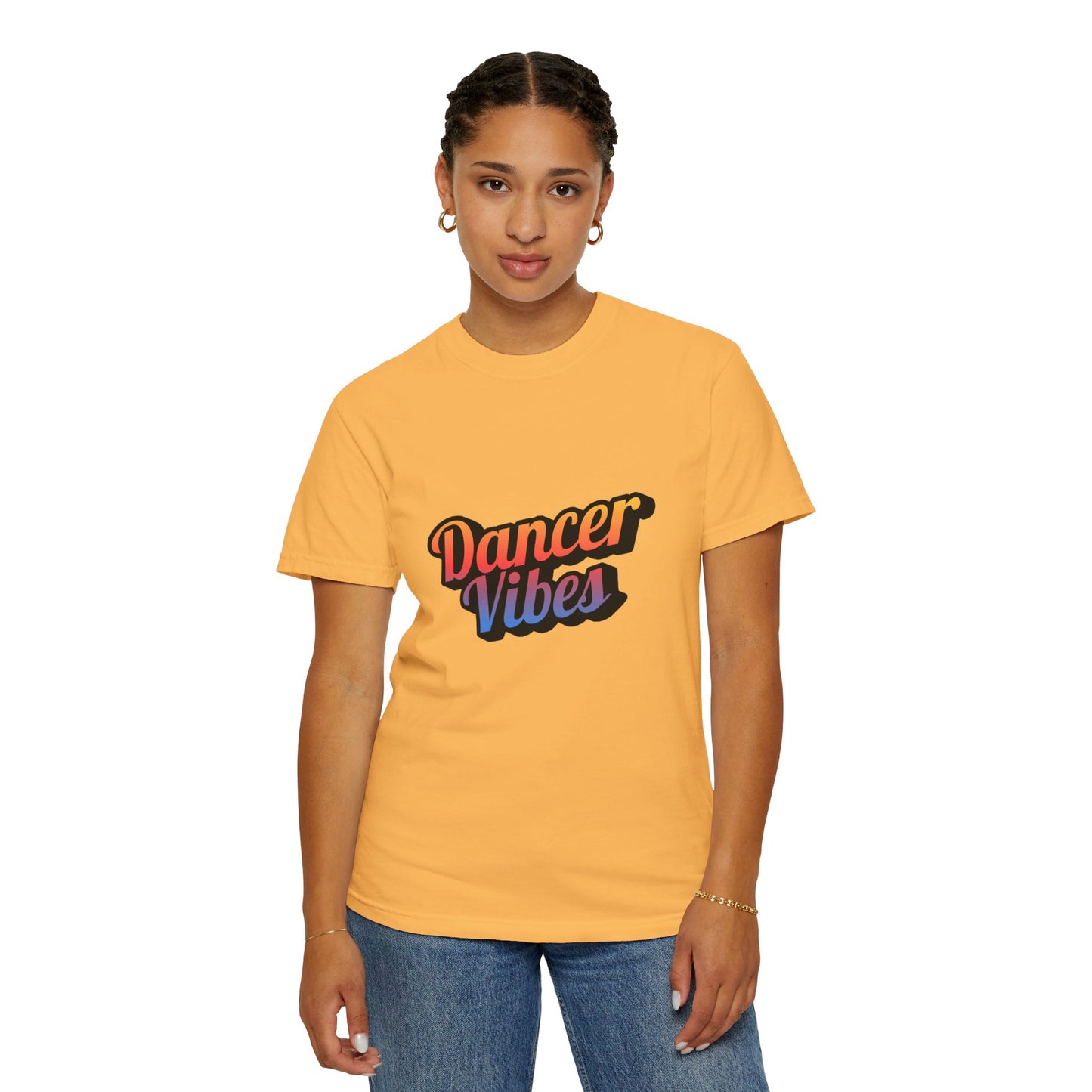 "Dancer Vibes" Unisex Garment-Dyed T-Shirt – Colorful Text-Based Graphic Tee – Trendy Dance Shirt for Performers & Creatives