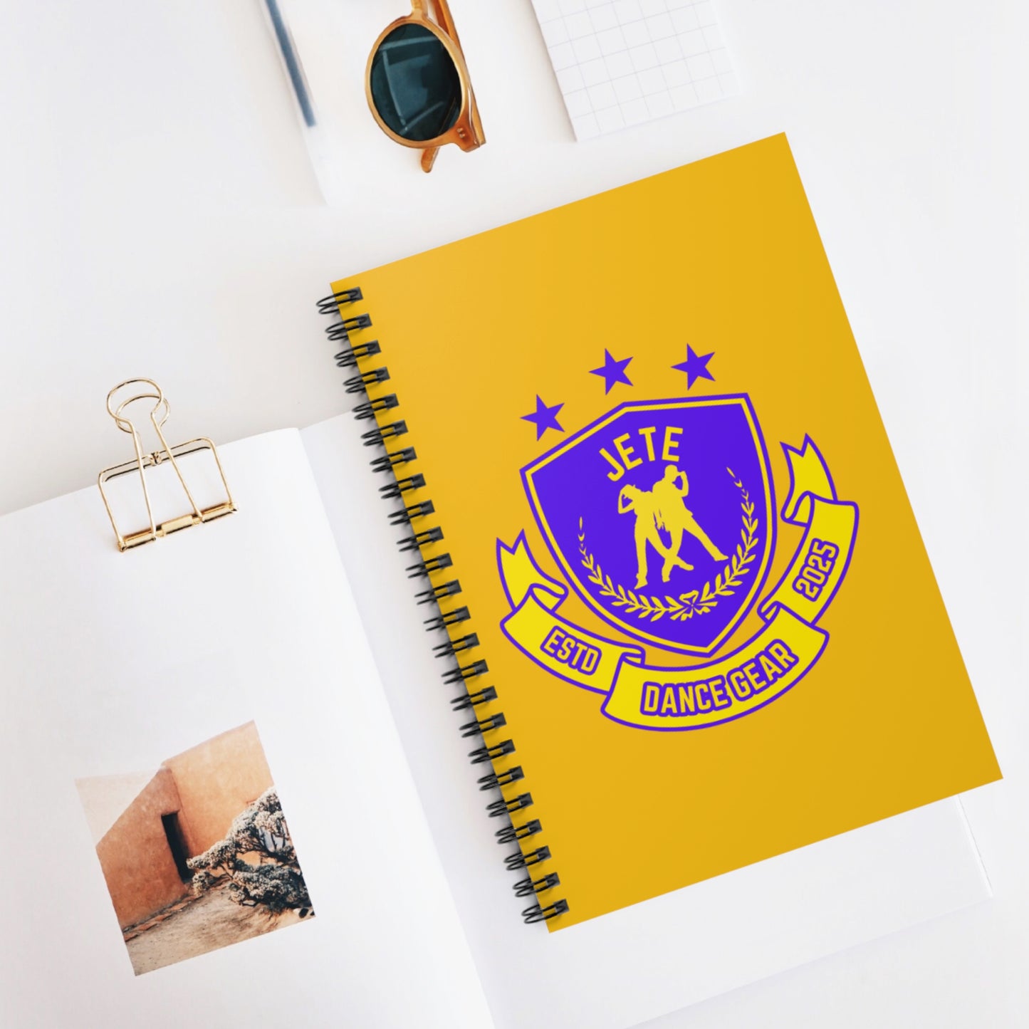 "Jeté Dance Gear" Spiral Notebook – Collegiate-Inspired Dance Journal with Colorful Graphic for Dancers, Students & Choreographers