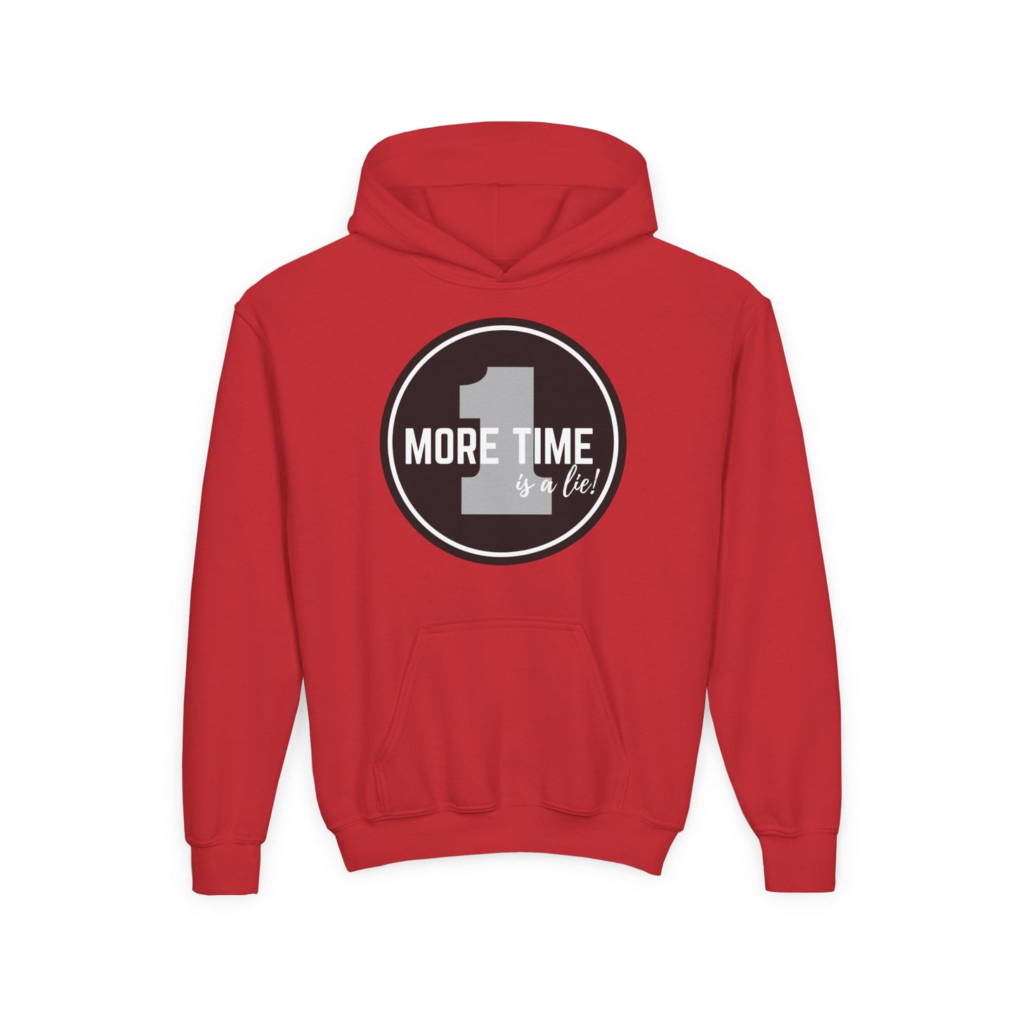 "One More Time Is a Lie" Youth Hooded Sweatshirt – Bold Dance Emblem Graphic Hoodie for Kids and Teens