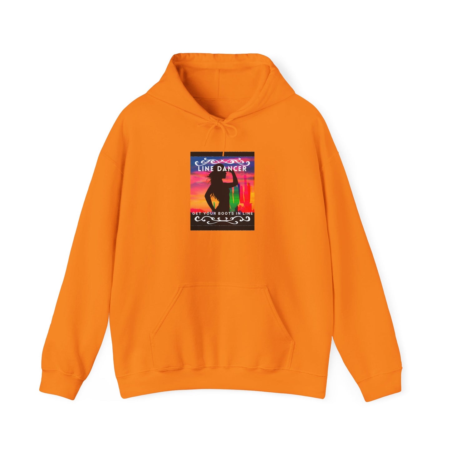 "Line Dancer, Get Your Boots in Line" Western-Inspired Graphic – Unisex Heavy Blend™ Hooded Sweatshirt