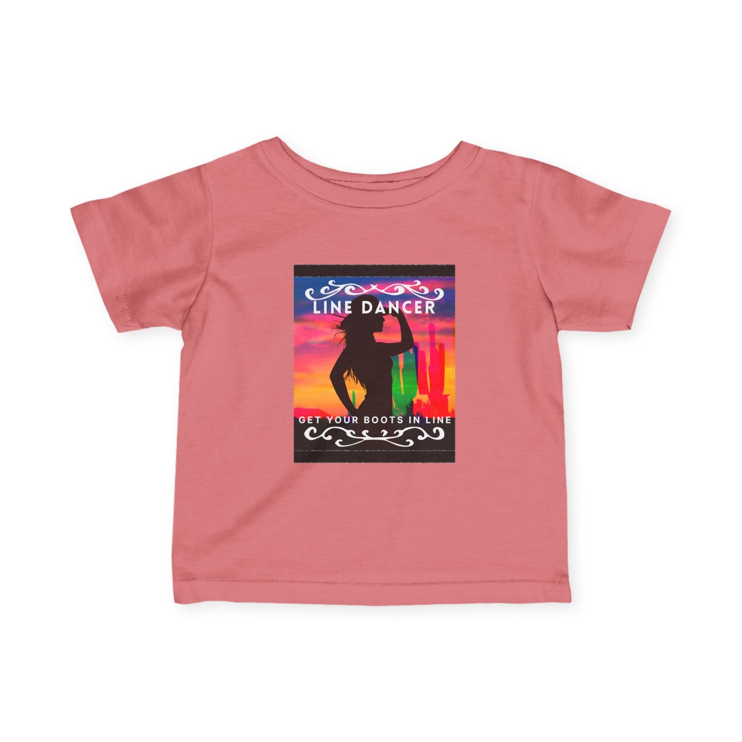 "Line Dancer, Get Your Boots in Line" Western-Inspired Graphic – Infant Fine Jersey Dance Tee