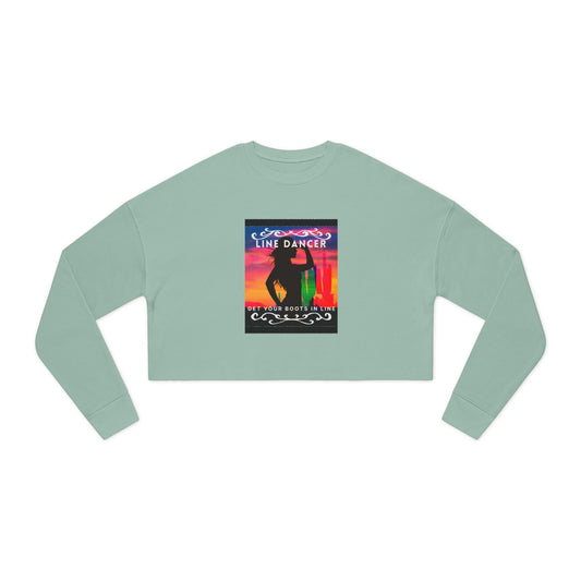 "Line Dancer, Get Your Boots in Line" Western-Inspired Graphic – Women’s Cropped Fleece Sweatshirt