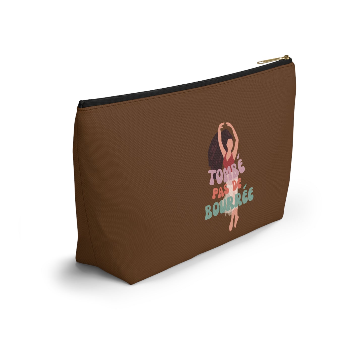 "Tombé Pas de Bourrée" Makeup Bag – Elegant Ballet Dancer Graphic – Ballet-Themed Zipper Pouch for Cosmetics, Accessories & Dance Gifts